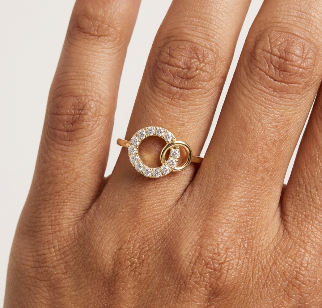 Gold Loop Ring Round Lab Grown Diamond Kalyx Ring