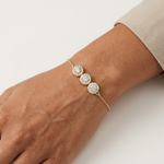 Gold 1Ct Three Stone Round Lab Grown Diamond Kiara Halo Bracelet