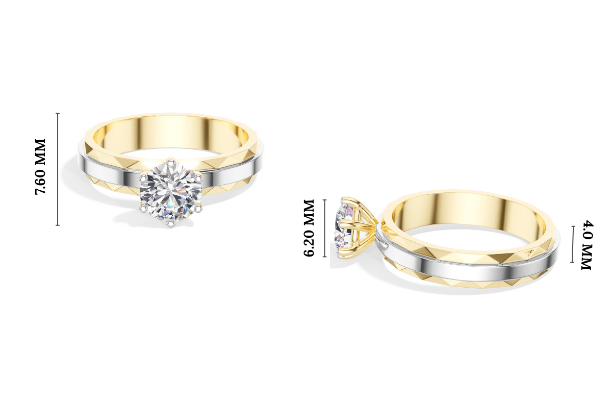 Round Solitaire Faceted-Band Lab Grown Diamond Kirana Engagement Ring