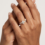 Gold Three Stone Pear Lab Grown Diamond Kireya Ring
