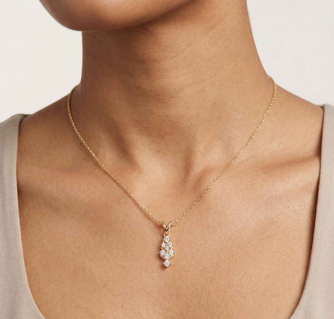 Gold Channel Round Lab Grown Diamond Kiyra Pendant