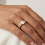 Gold 1Ct 4Prong Solitaire Round Pave Split Shank Lab Grown Diamond Kleon Ring