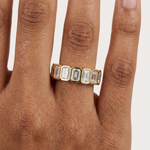 Gold 3Ct Bezel Eternity Radiant Lab Grown Diamond Klyne Ring