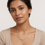 Gold Cluster Layered Pave Round Lab Grown Diamond Korvix Mangalsutra