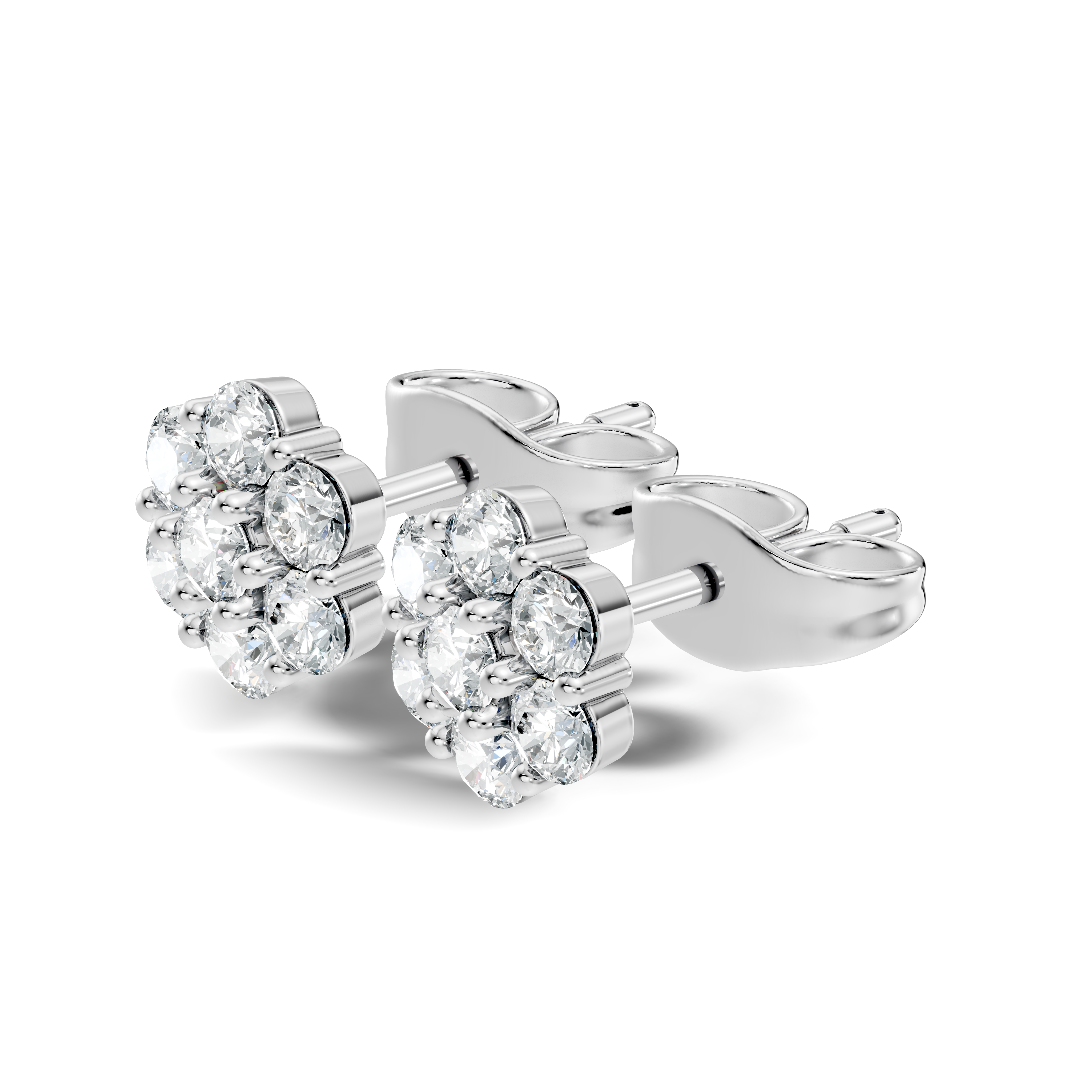 Gold Floral Cluster Design Round Lab Grown Diamond Gavyn Earring