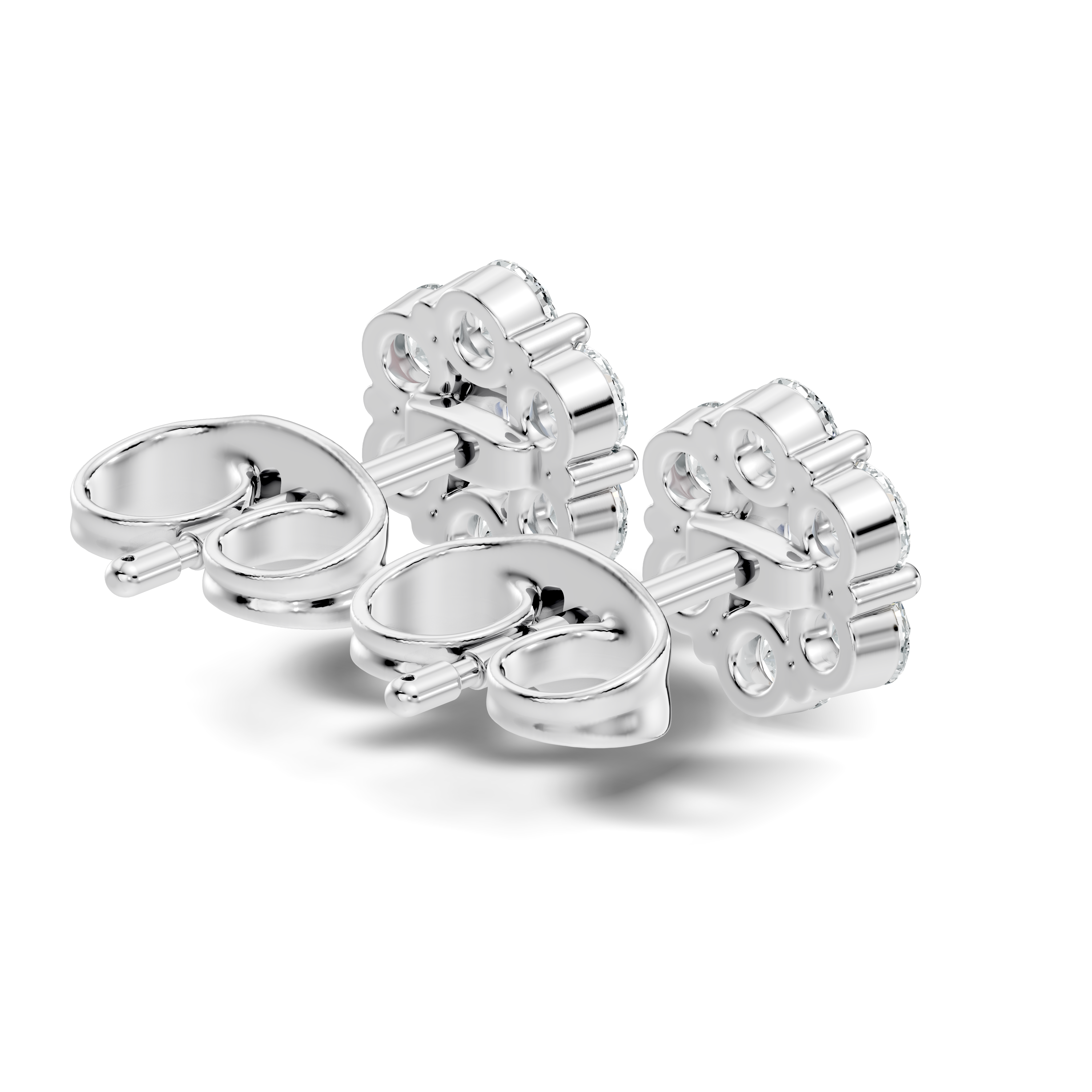 Gold Floral Cluster Design Round Lab Grown Diamond Gavyn Earring