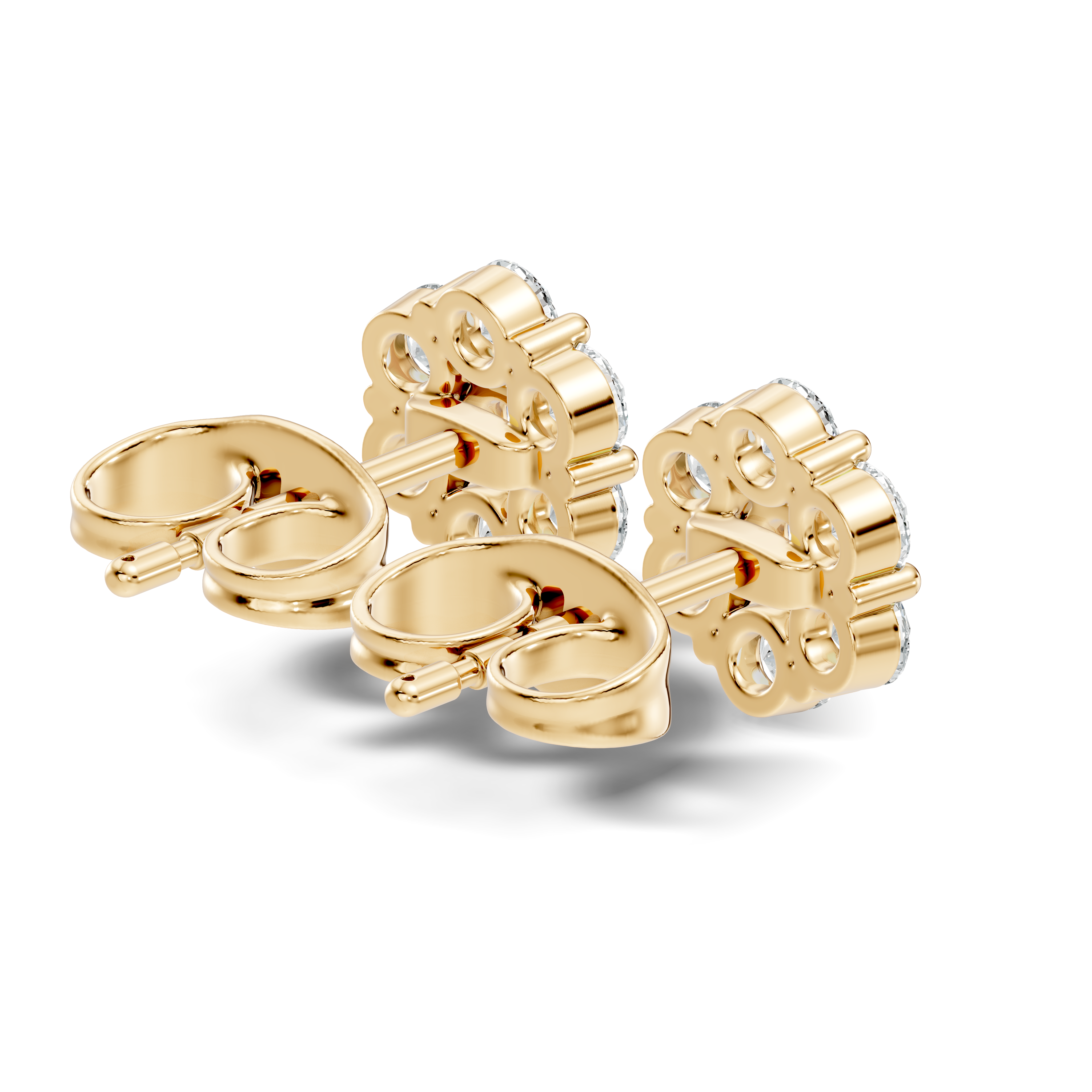 Gold Floral Cluster Design Round Lab Grown Diamond Gavyn Earring
