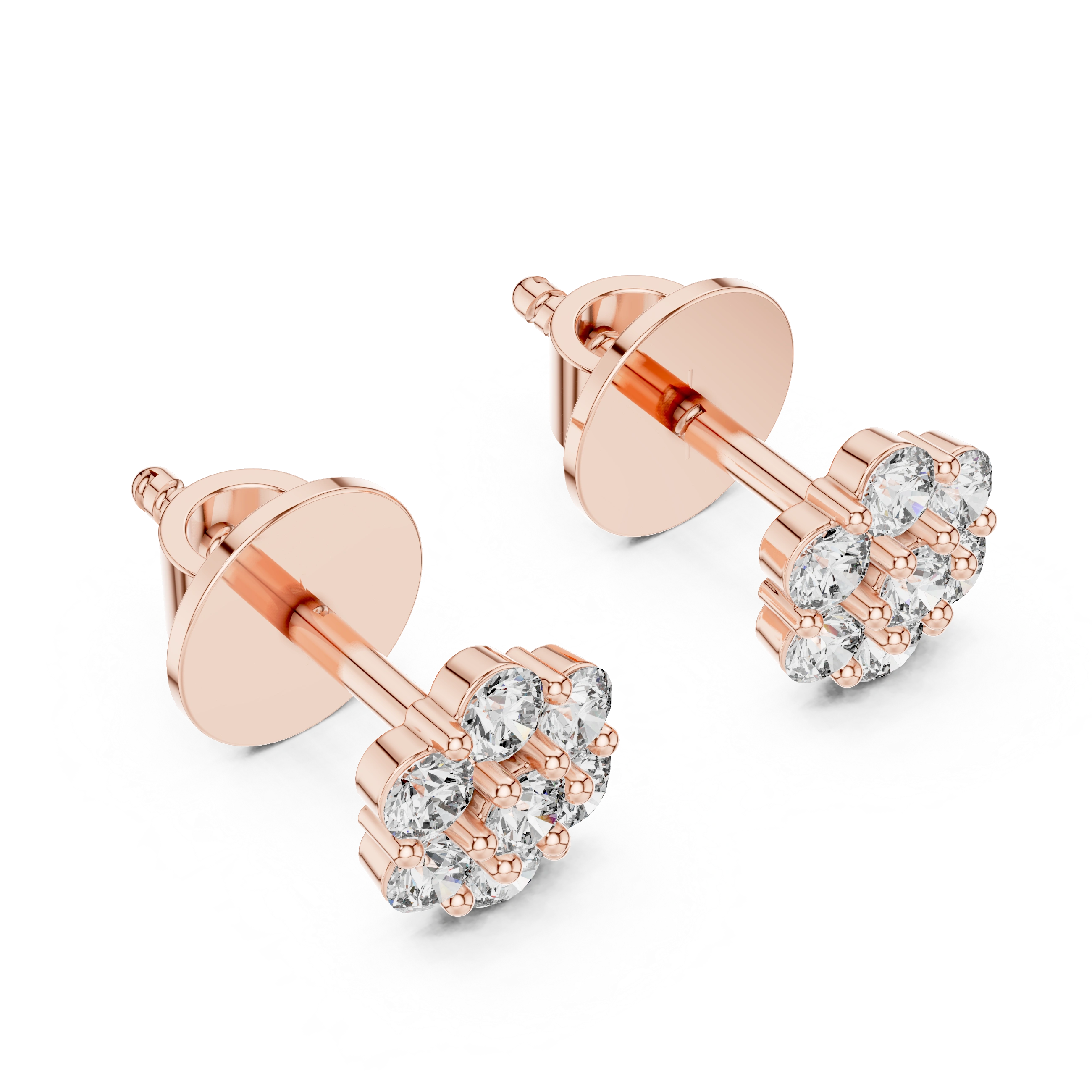 Gold 0 50Ct Round Cluster Lab Grown Diamond Stud Earrings