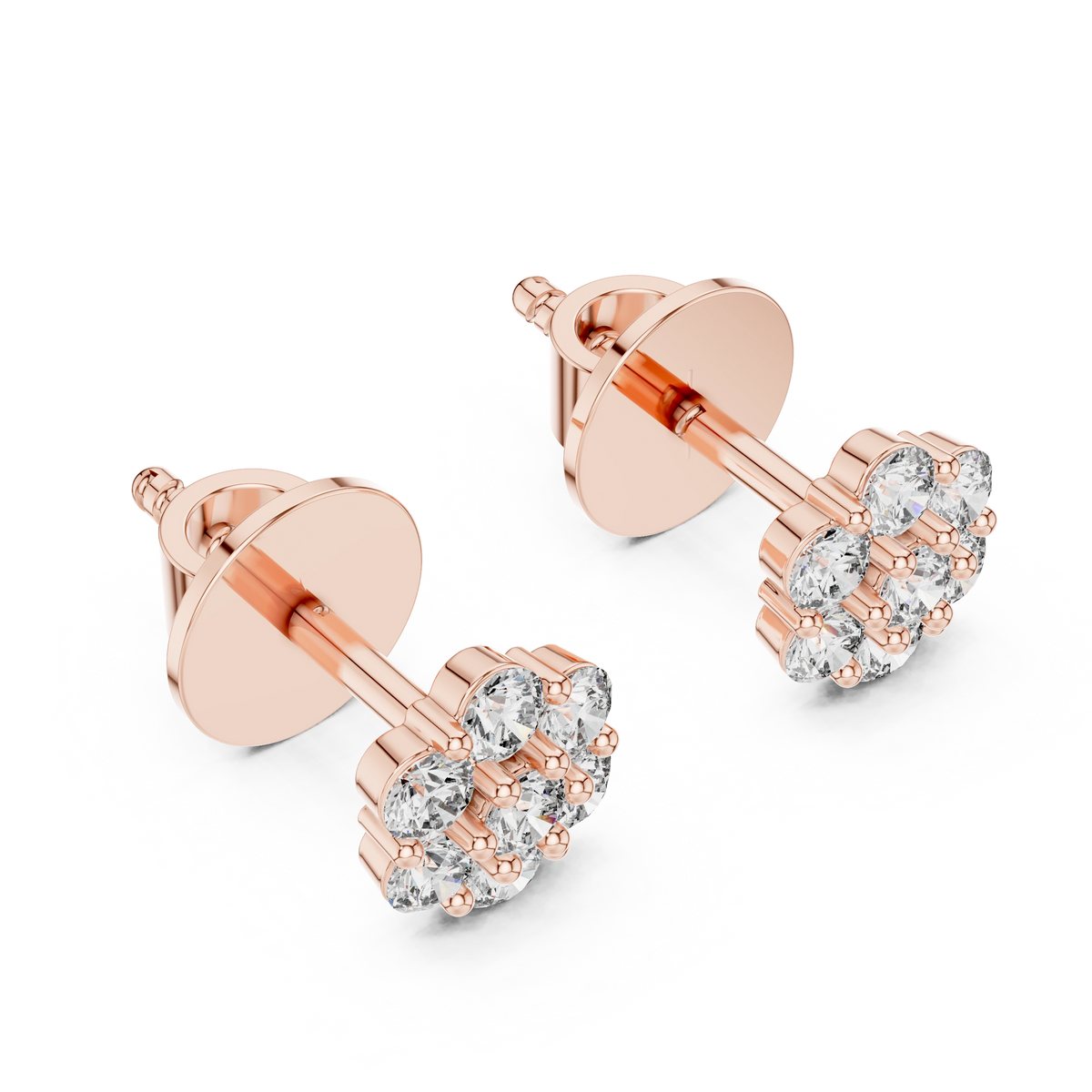 Gold 0 50Ct Round Cluster Lab Grown Diamond Stud Earrings