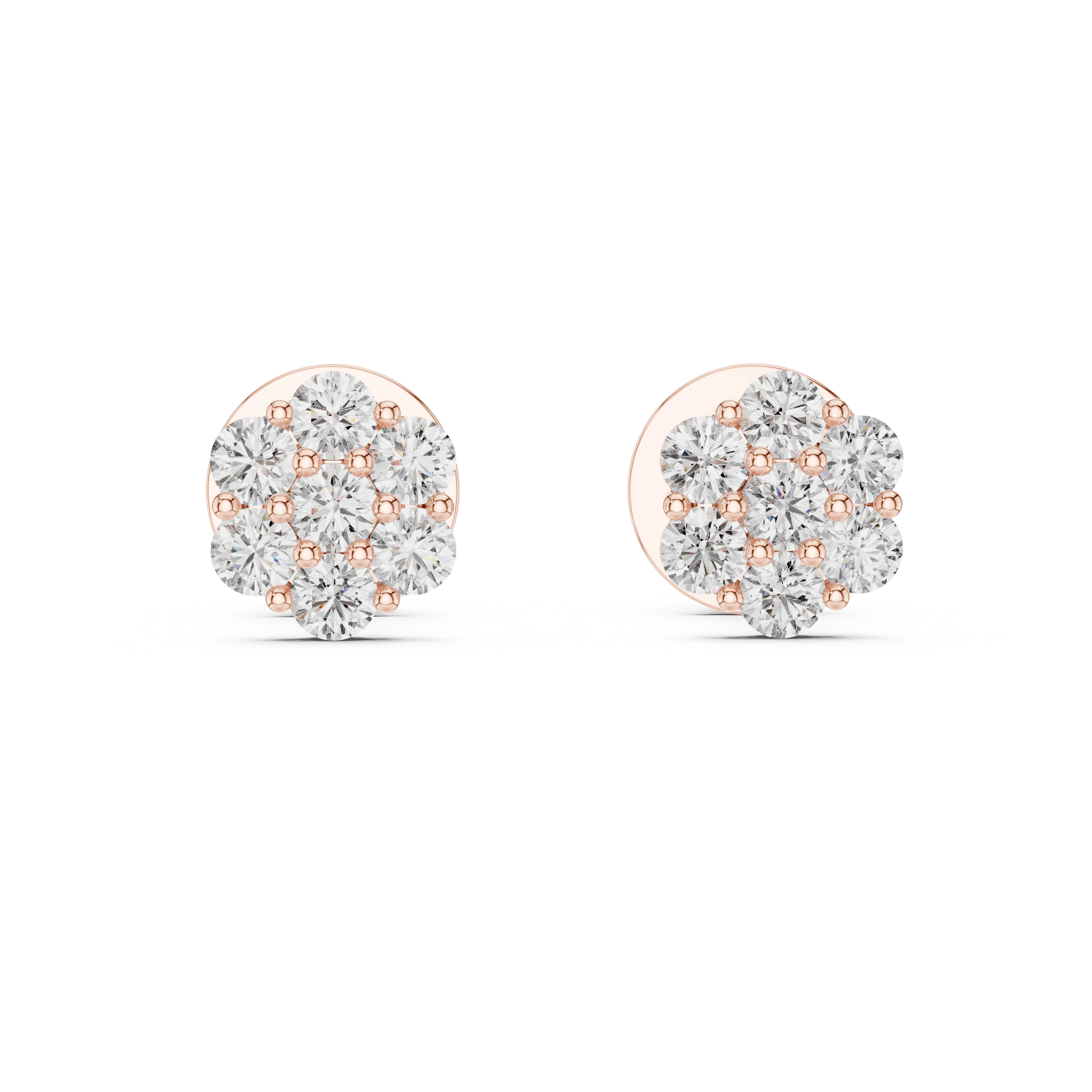 Gold 0 50Ct Round Cluster Lab Grown Diamond Stud Earrings