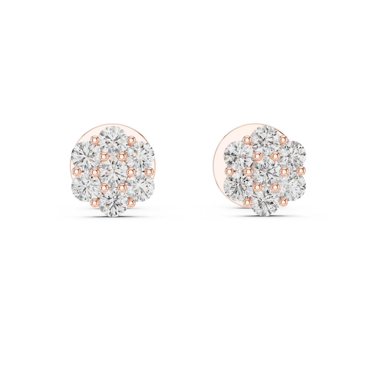 Gold 0 50Ct Round Cluster Lab Grown Diamond Stud Earrings