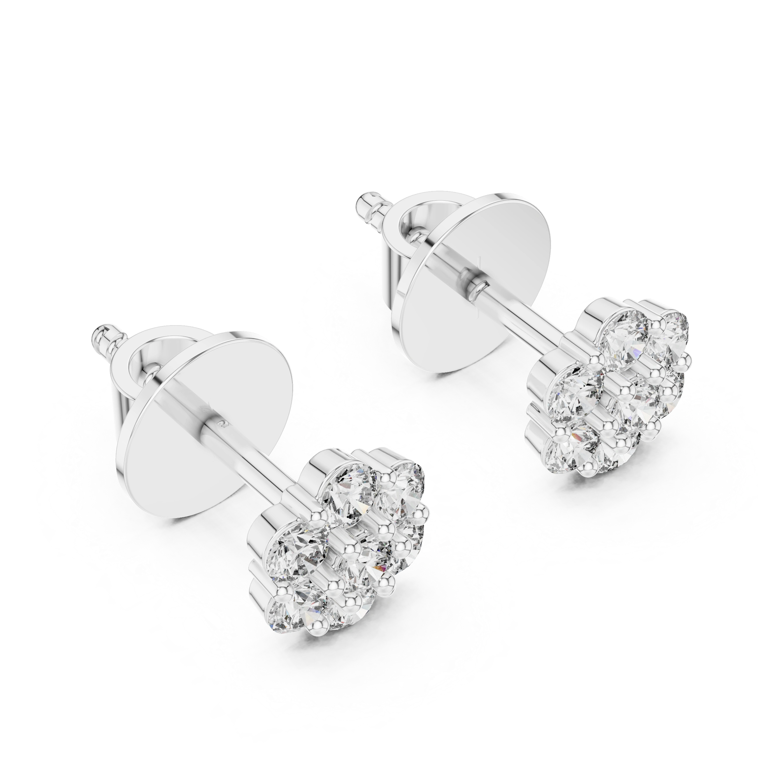 Gold 0 50Ct Round Cluster Lab Grown Diamond Stud Earrings
