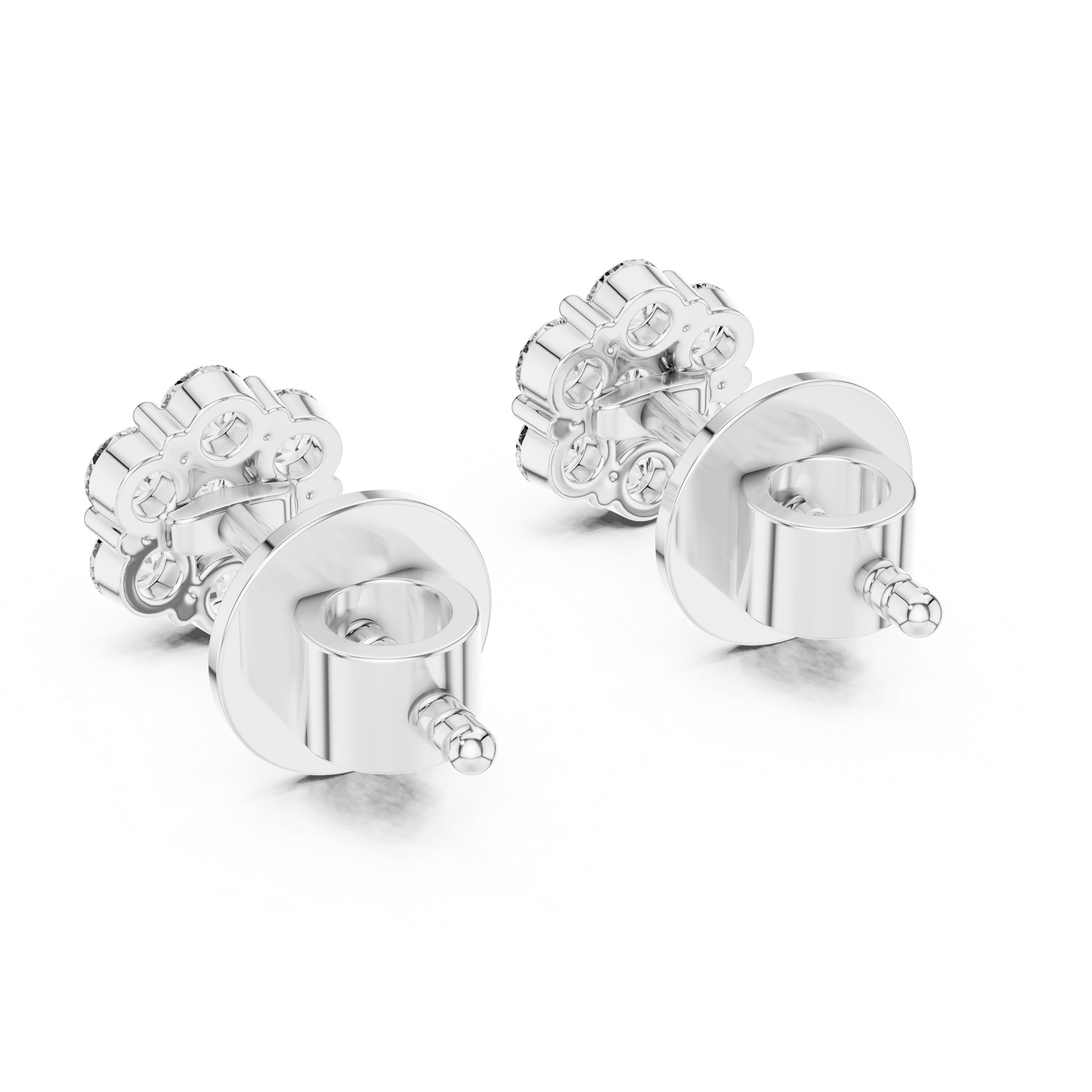Gold 0 50Ct Round Cluster Lab Grown Diamond Stud Earrings