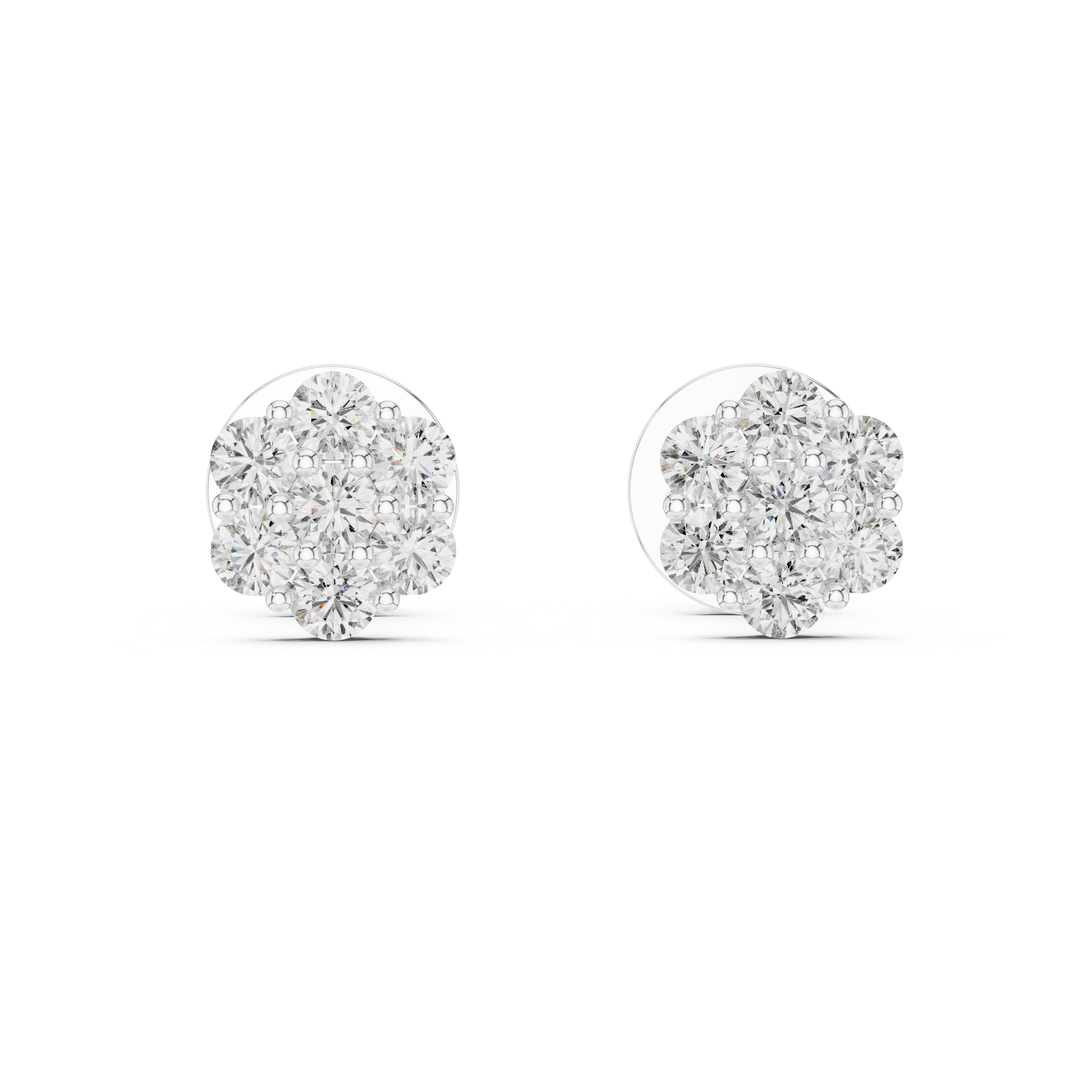 Gold 0 50Ct Round Cluster Lab Grown Diamond Stud Earrings