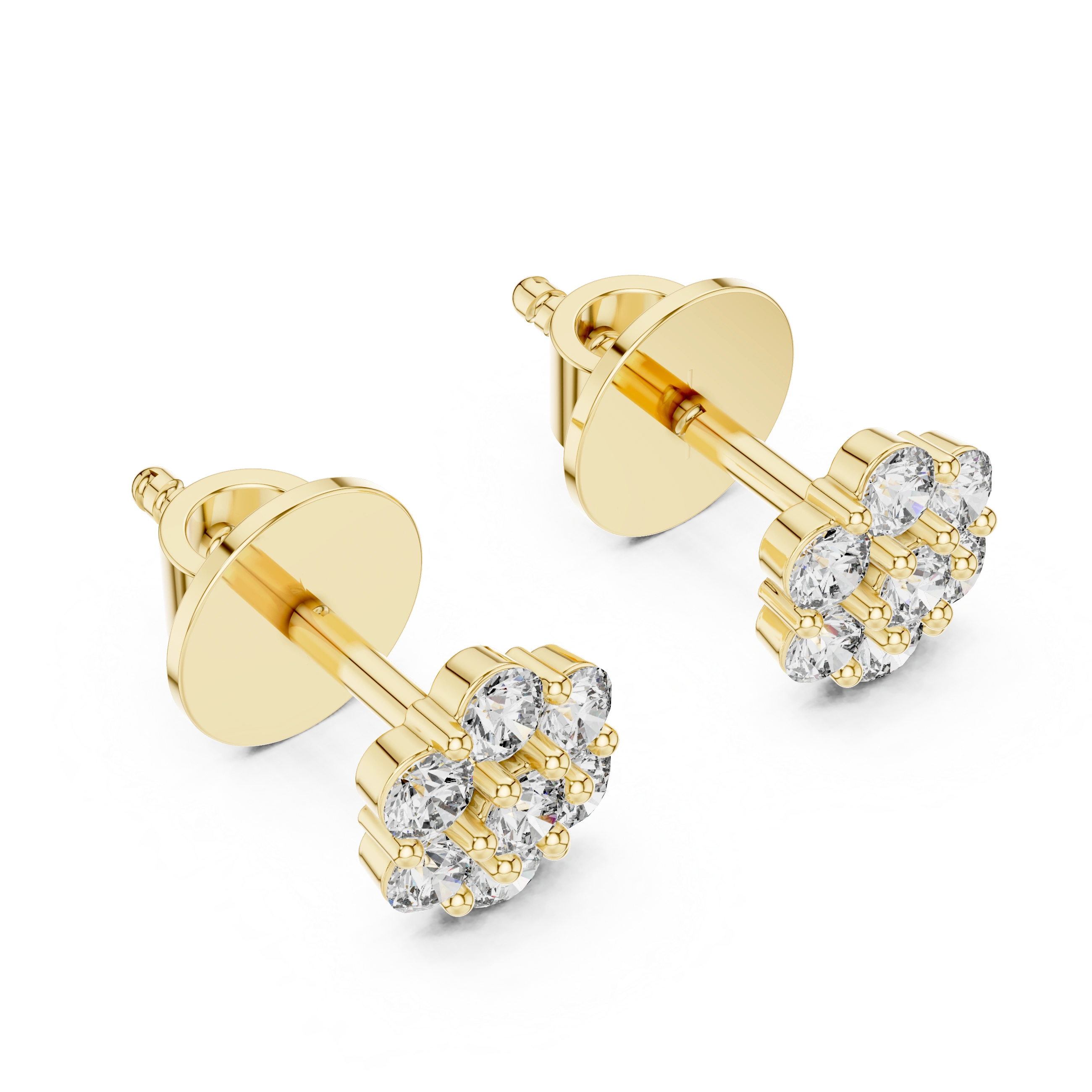 Gold 0 50Ct Round Cluster Lab Grown Diamond Stud Earrings