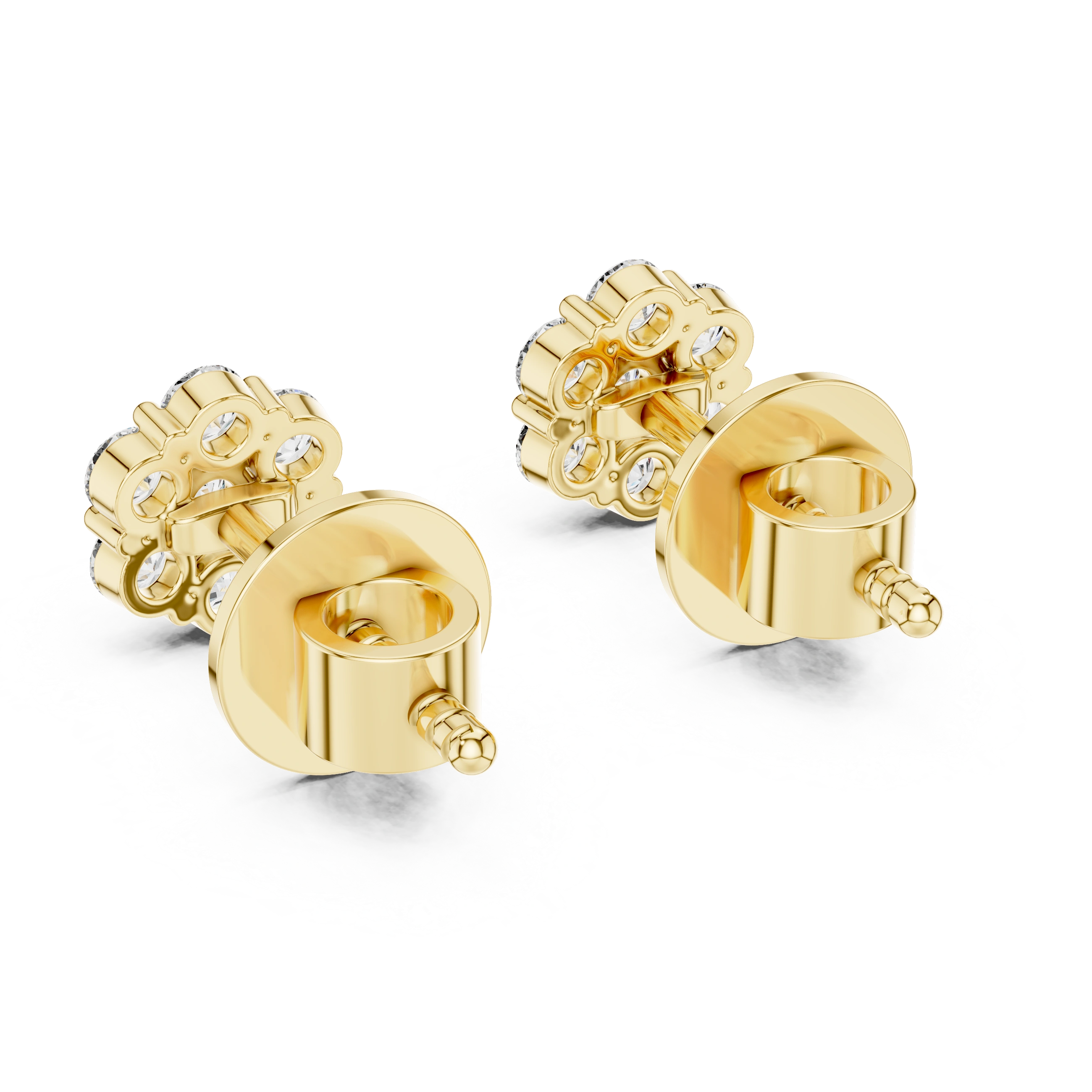 Gold 0 50Ct Round Cluster Lab Grown Diamond Stud Earrings