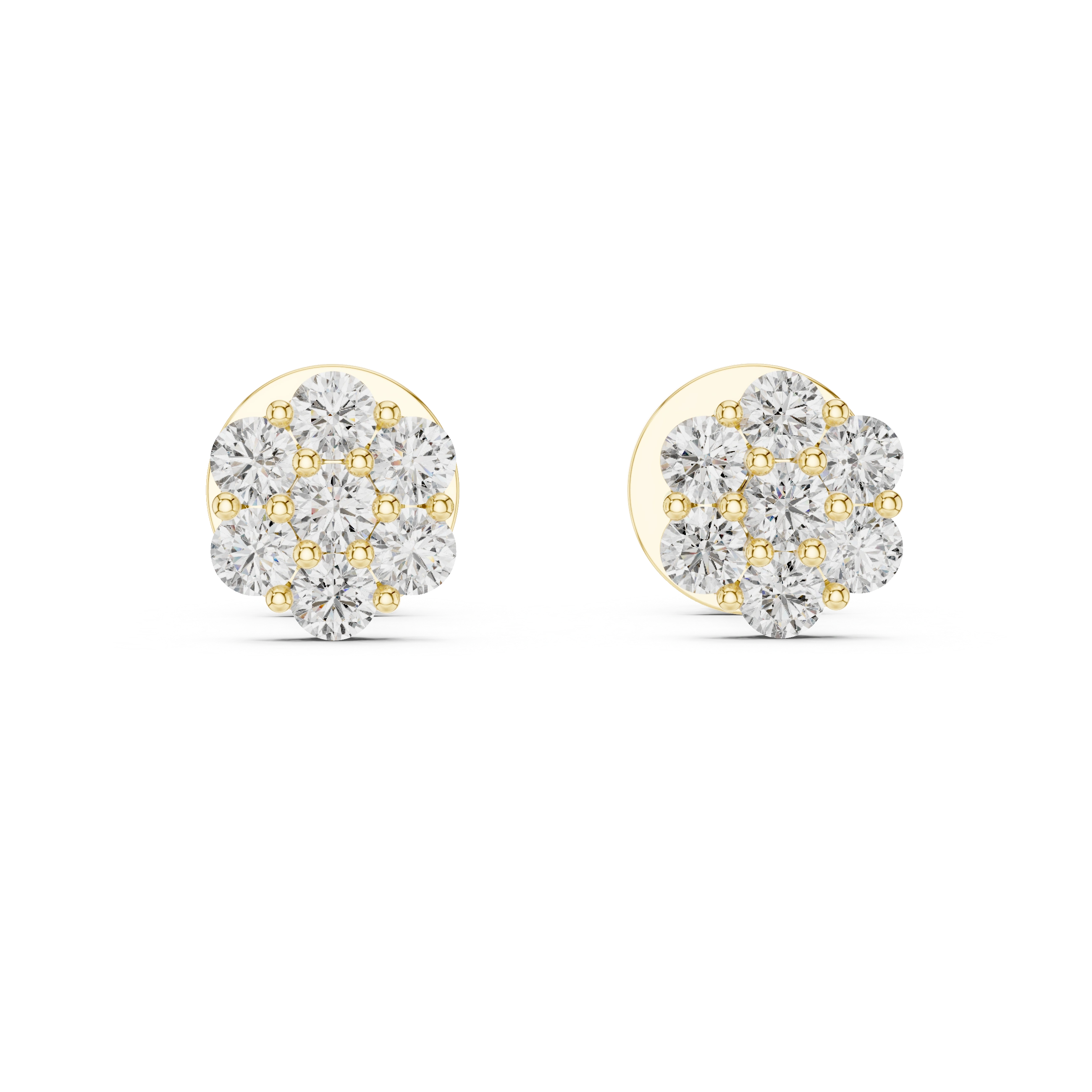 Gold 0 50Ct Round Cluster Lab Grown Diamond Stud Earrings