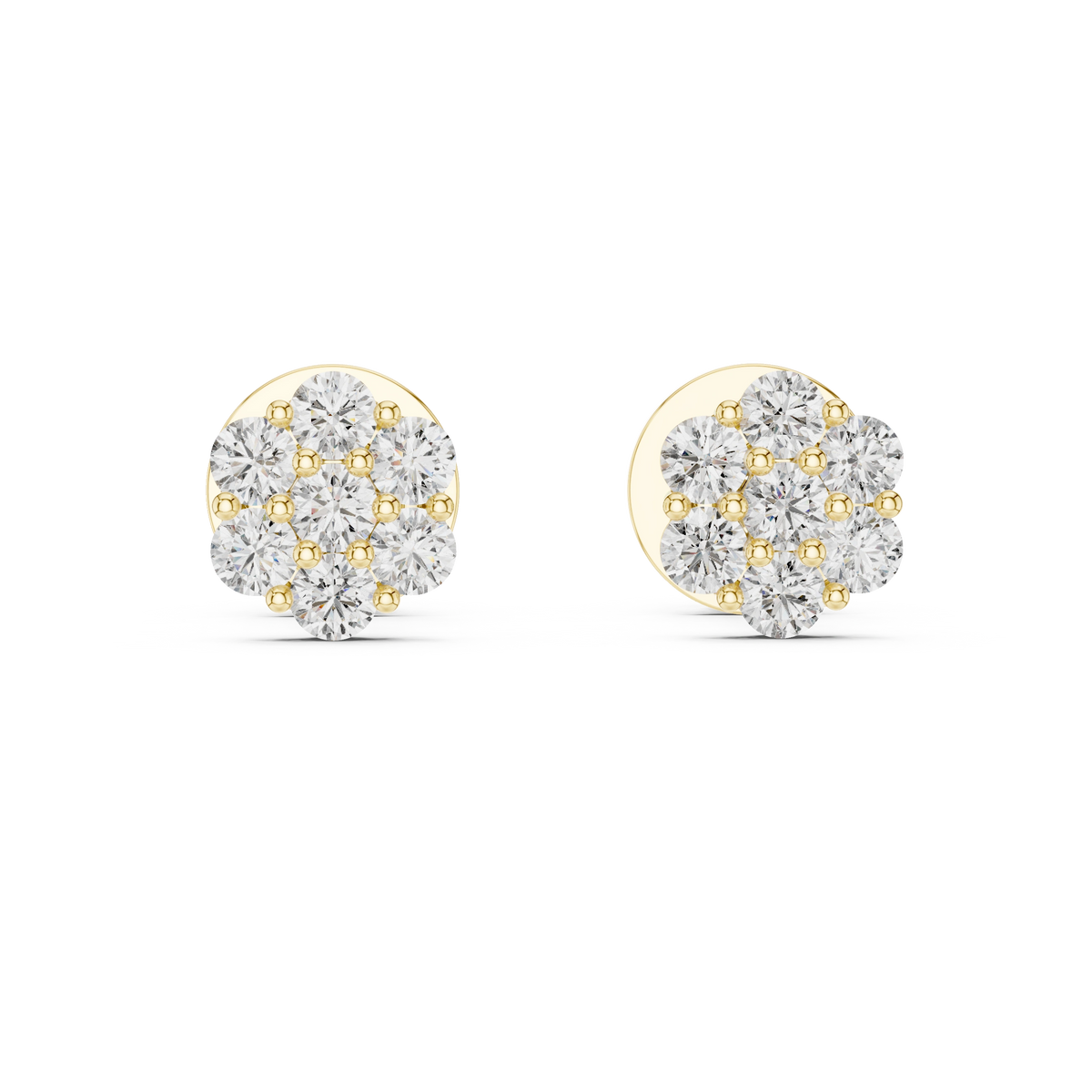 Gold 0 50Ct Round Cluster Lab Grown Diamond Stud Earrings