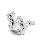 Gold 2Ct Swirl Petal Leaf Marquise Lab Grown Diamond Helix Earring