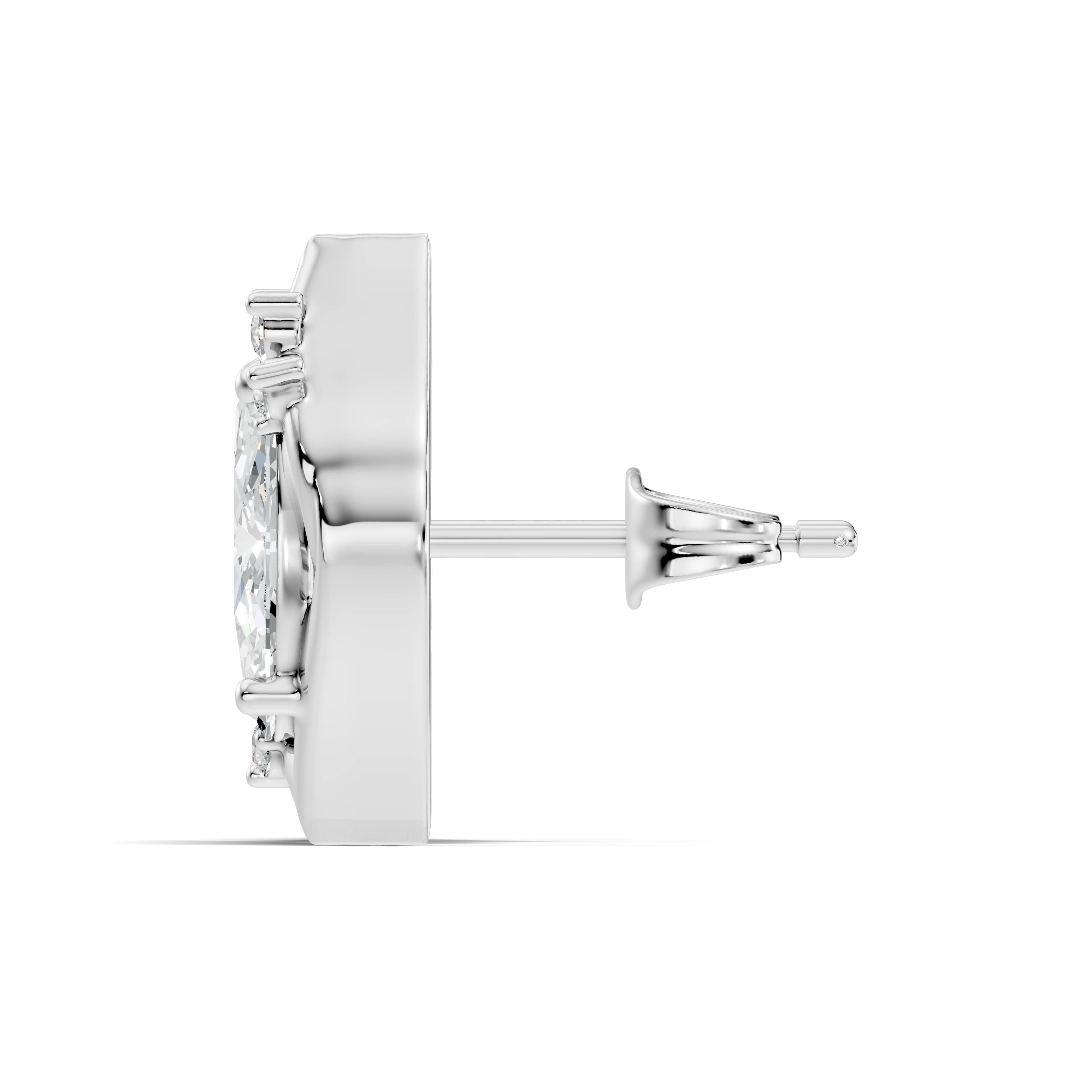 Gold 2Ct Swirl Petal Leaf Marquise Lab Grown Diamond Helix Earring
