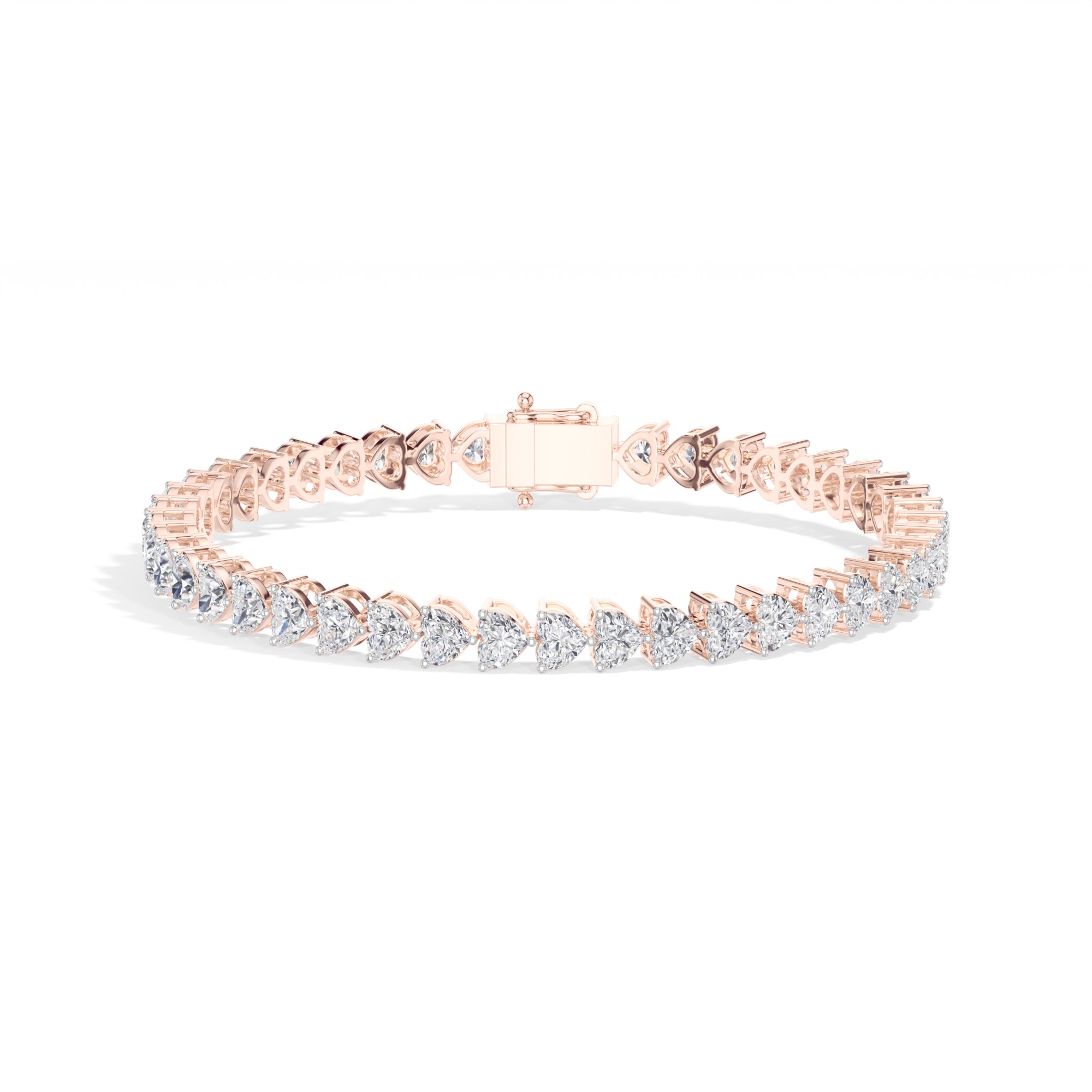 Rose Gold 7Ct Tennis Heart Lab Grown Diamond Xyrene Bracelet