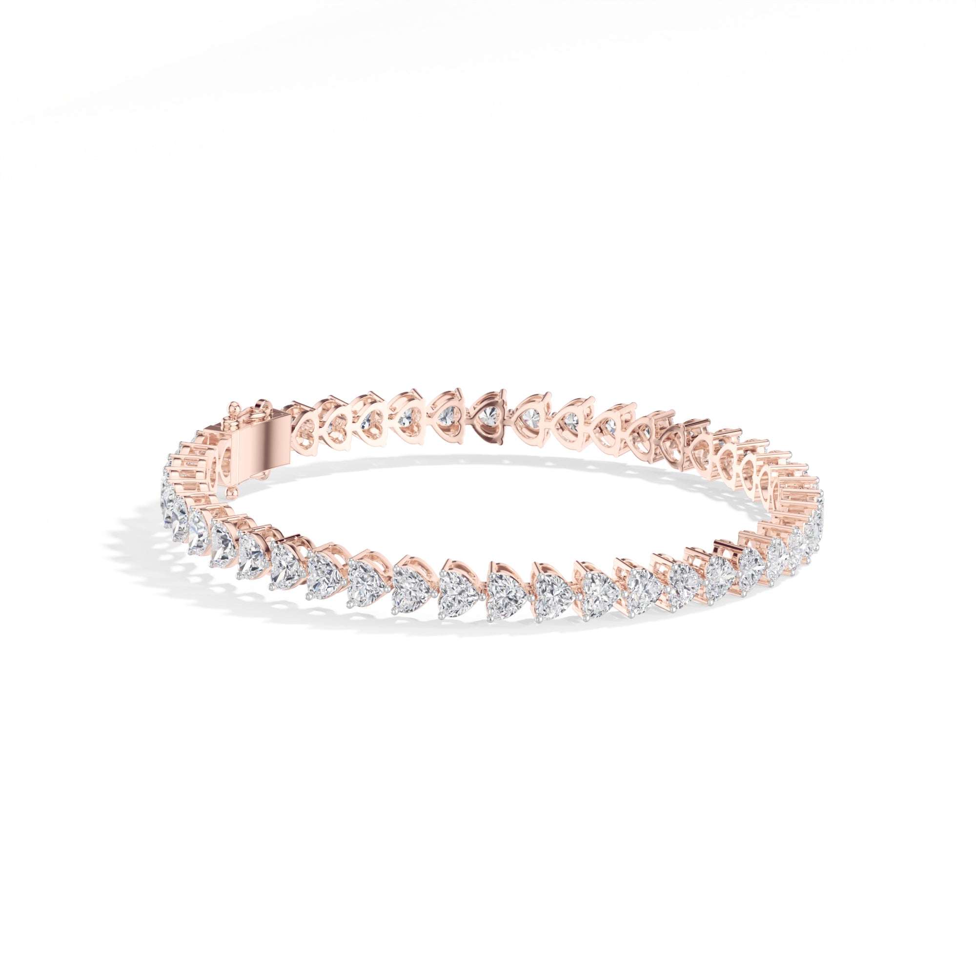 Rose Gold 7Ct Tennis Heart Lab Grown Diamond Xyrene Bracelet