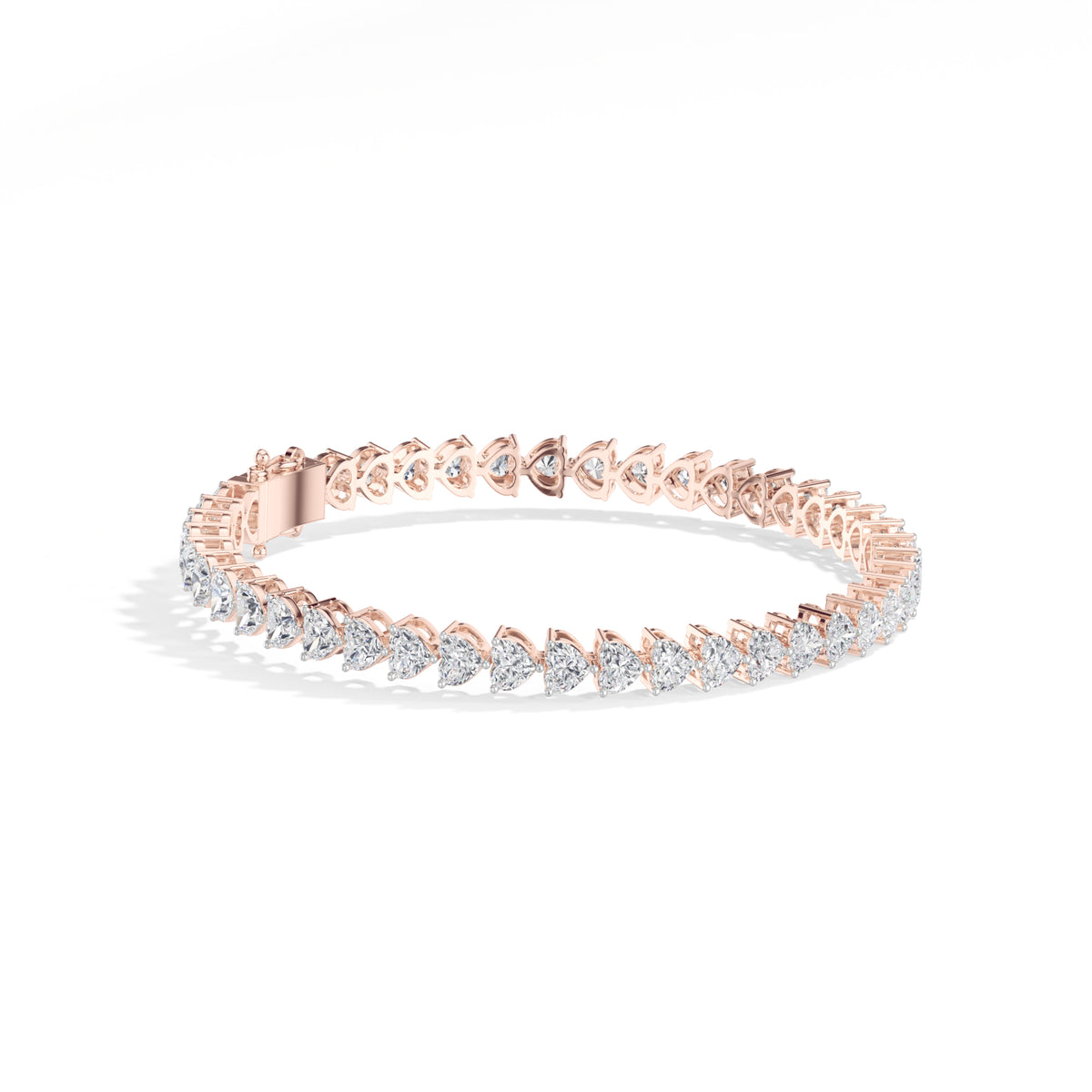 Rose Gold 7Ct Tennis Heart Lab Grown Diamond Xyrene Bracelet