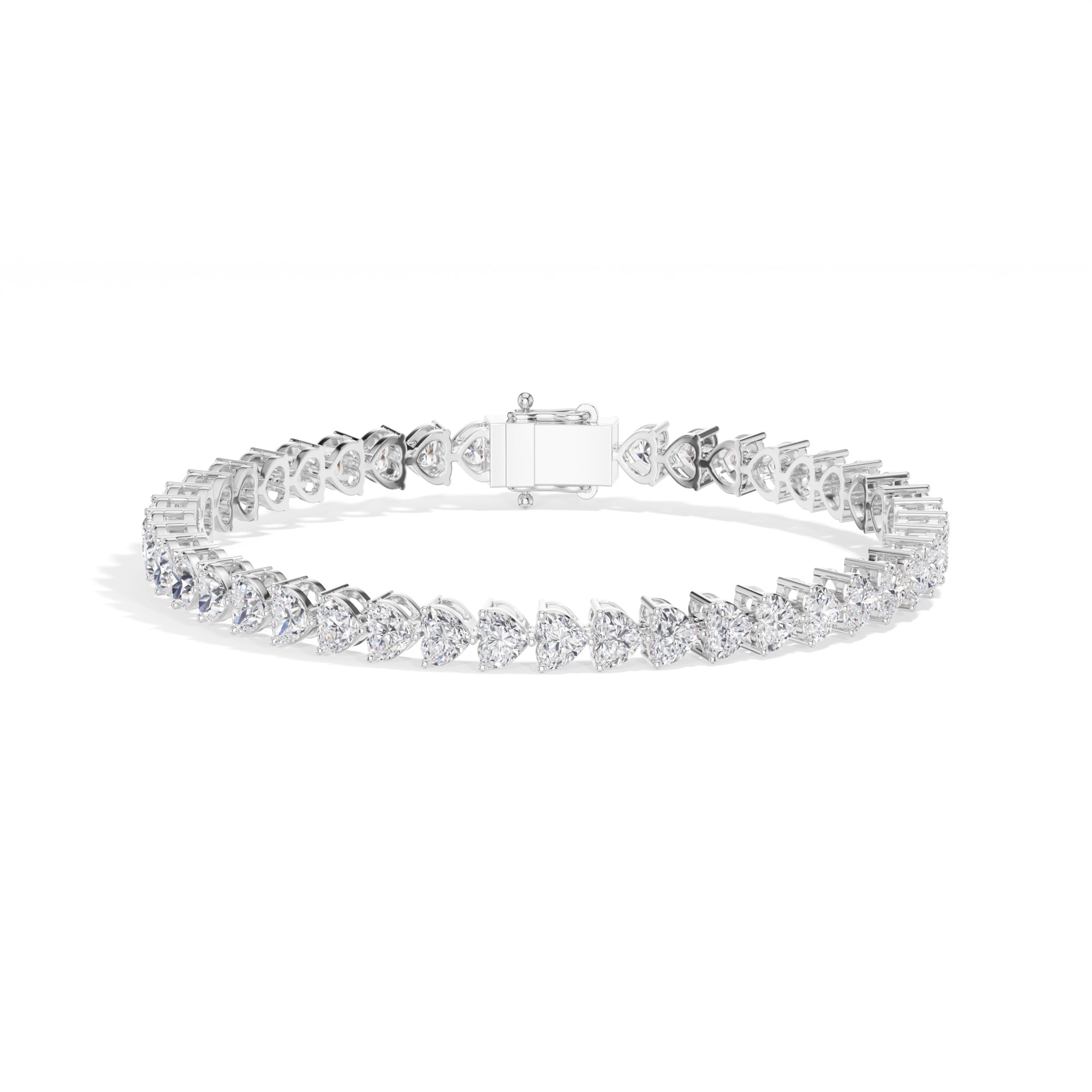 White Gold 7Ct Tennis Heart Lab Grown Diamond Xyrene Bracelet