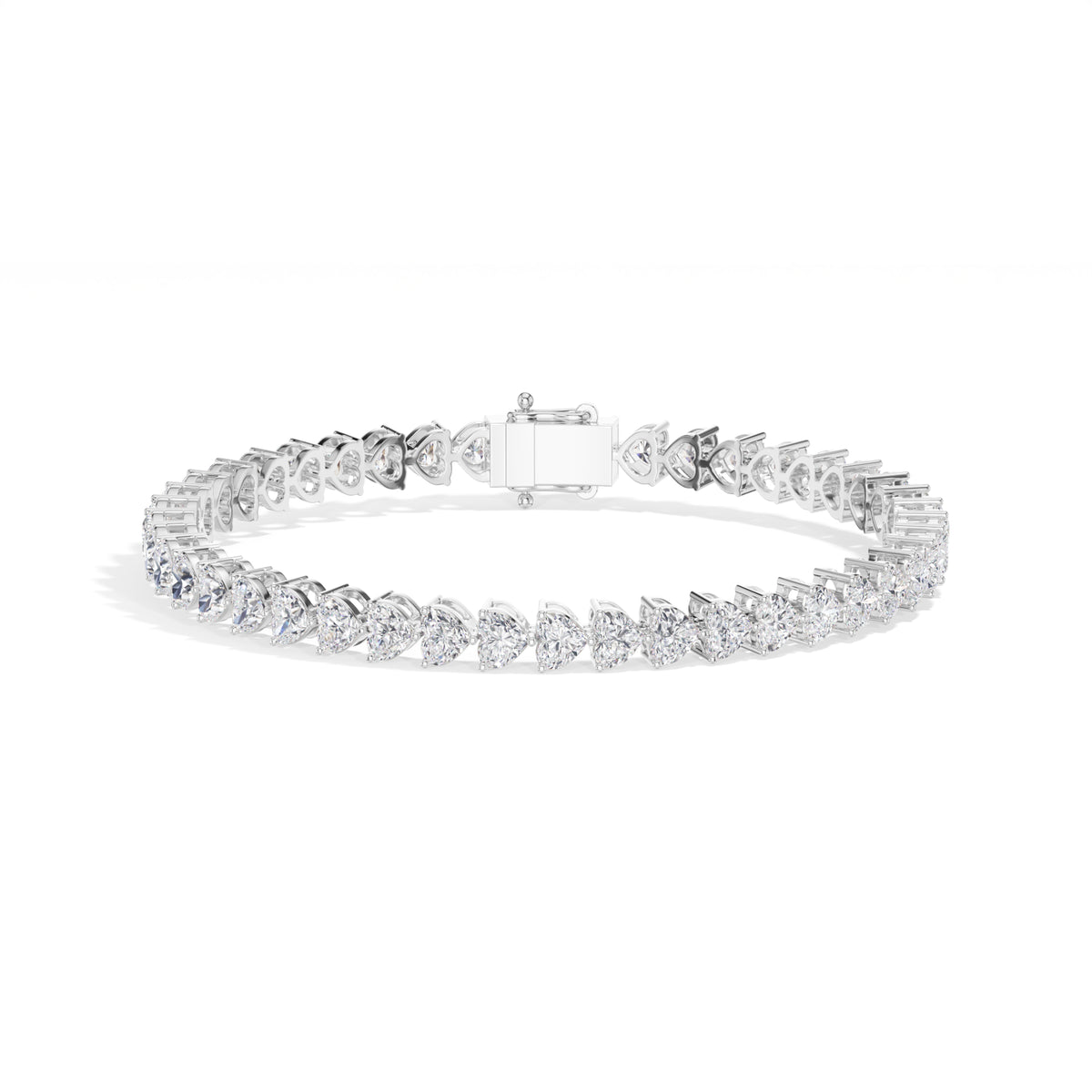 White Gold 7Ct Tennis Heart Lab Grown Diamond Xyrene Bracelet