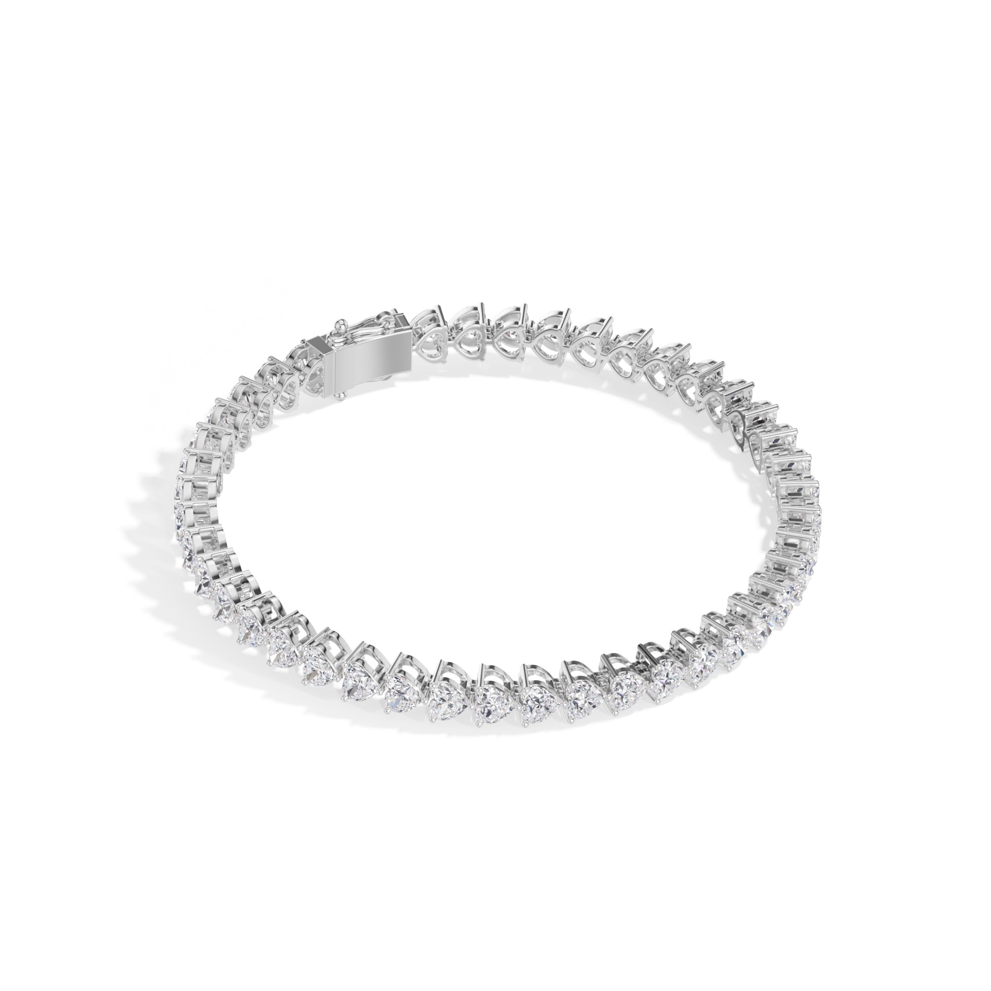 White Gold 7Ct Tennis Heart Lab Grown Diamond Xyrene Bracelet