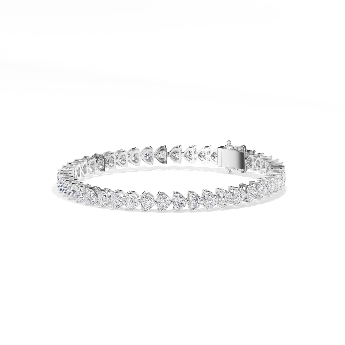 White Gold 7Ct Tennis Heart Lab Grown Diamond Xyrene Bracelet