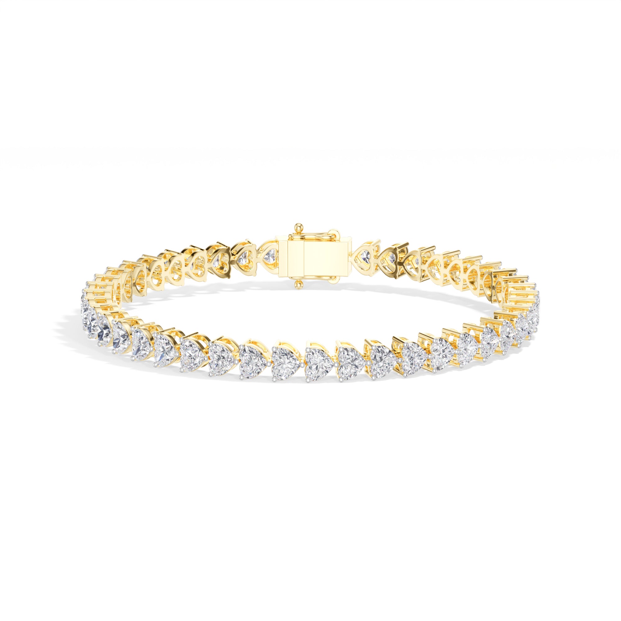 Yellow Gold 7Ct Tennis Heart Lab Grown Diamond Xyrene Bracelet