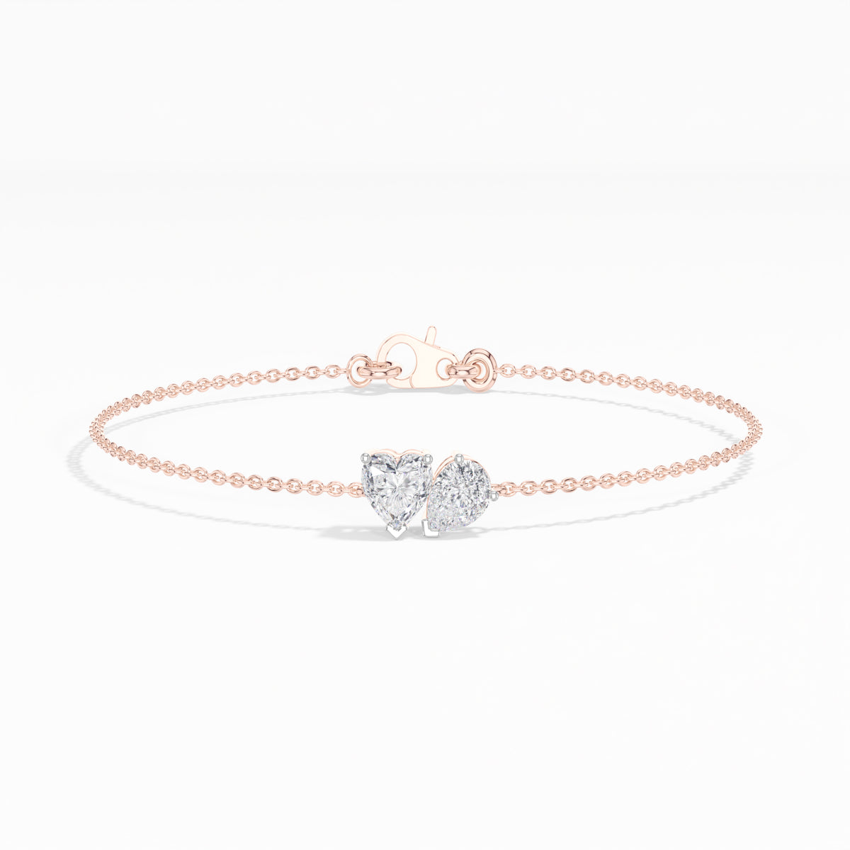Heart & Pear Lab Grown Diamond Toi-et-Moi Chain Amora Bracelet