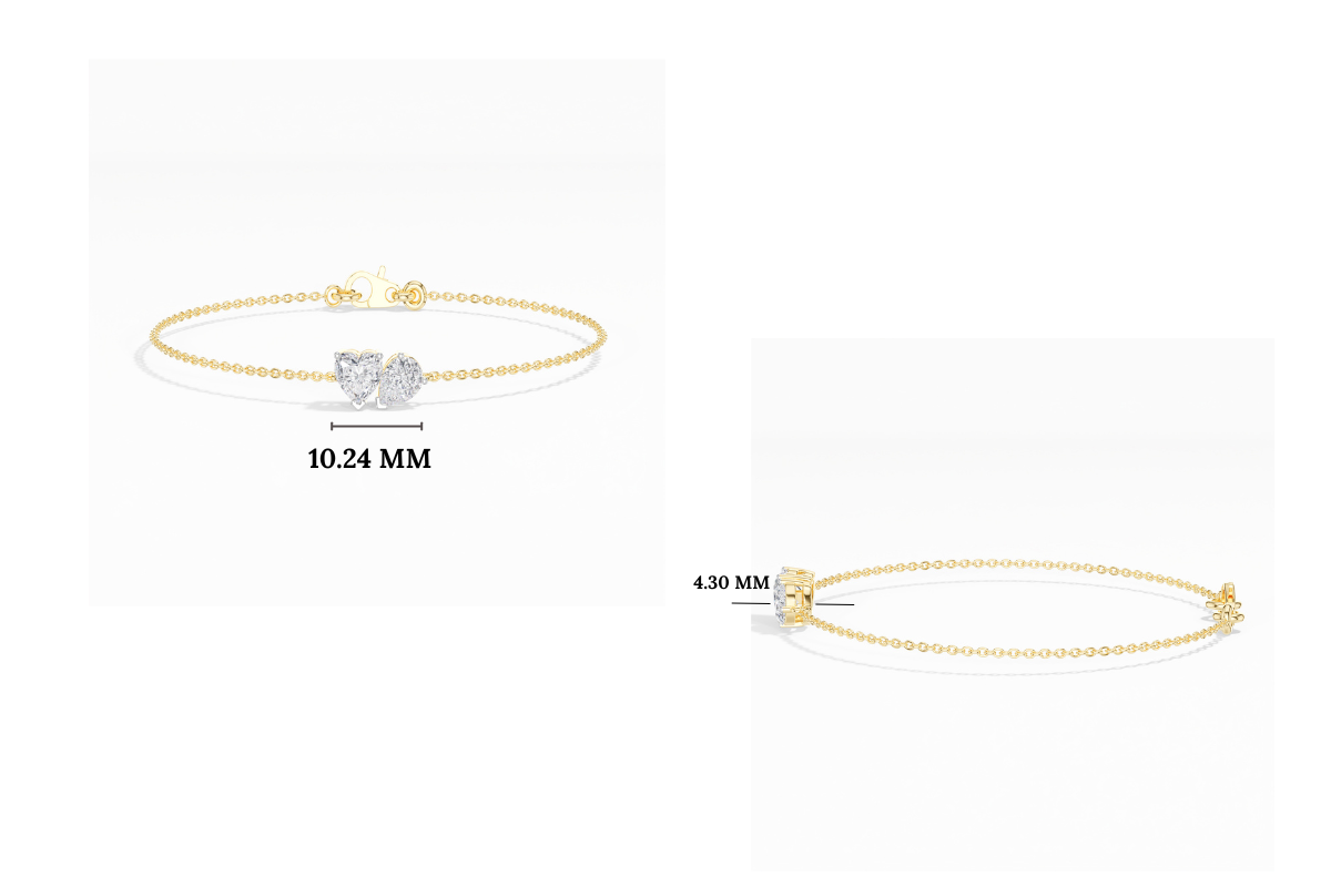Heart & Pear Lab Grown Diamond Toi-et-Moi Chain Amora Bracelet