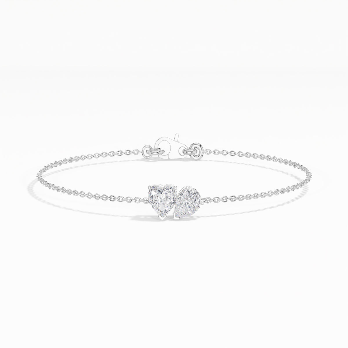 Heart & Pear Lab Grown Diamond Toi-et-Moi Chain Amora Bracelet