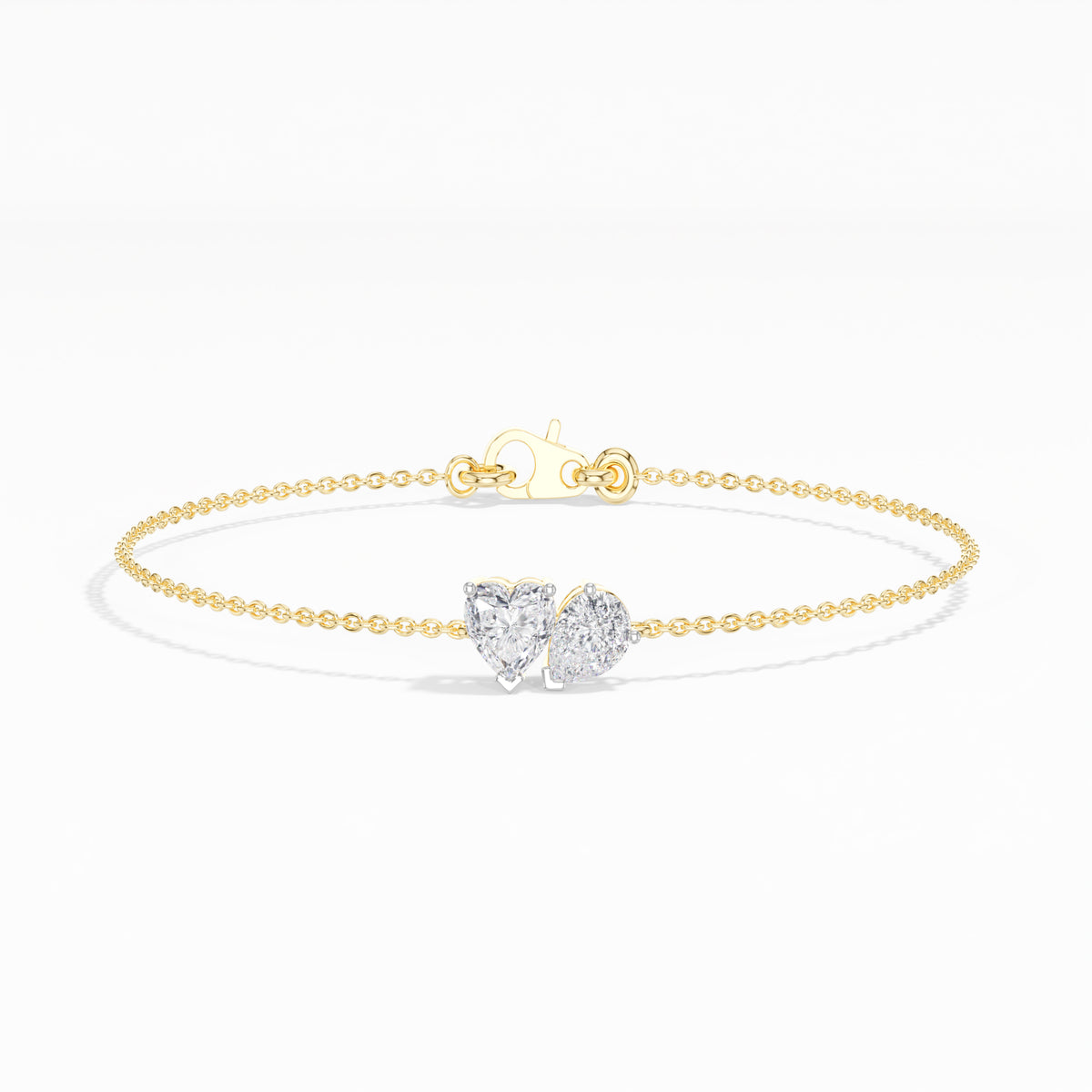 Heart & Pear Lab Grown Diamond Toi-et-Moi Chain Amora Bracelet