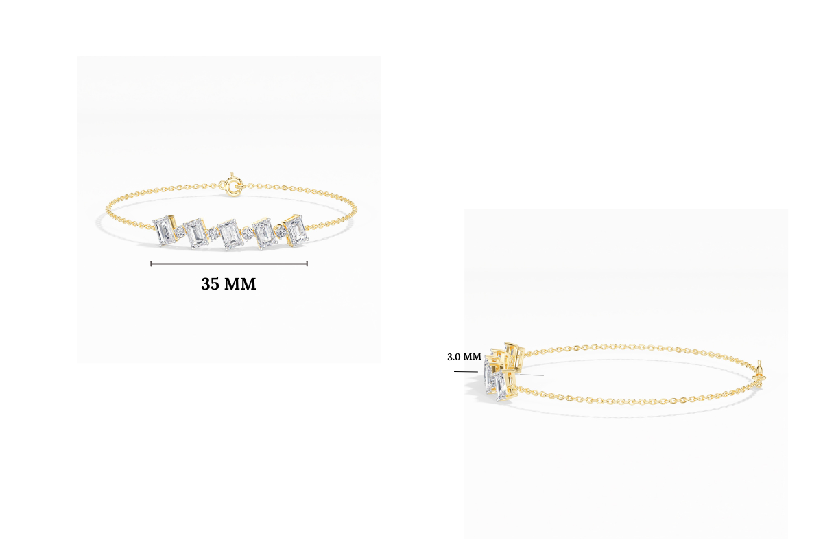 Emerald-Cut Lab Grown Diamond Station Chain Solene Bracelet