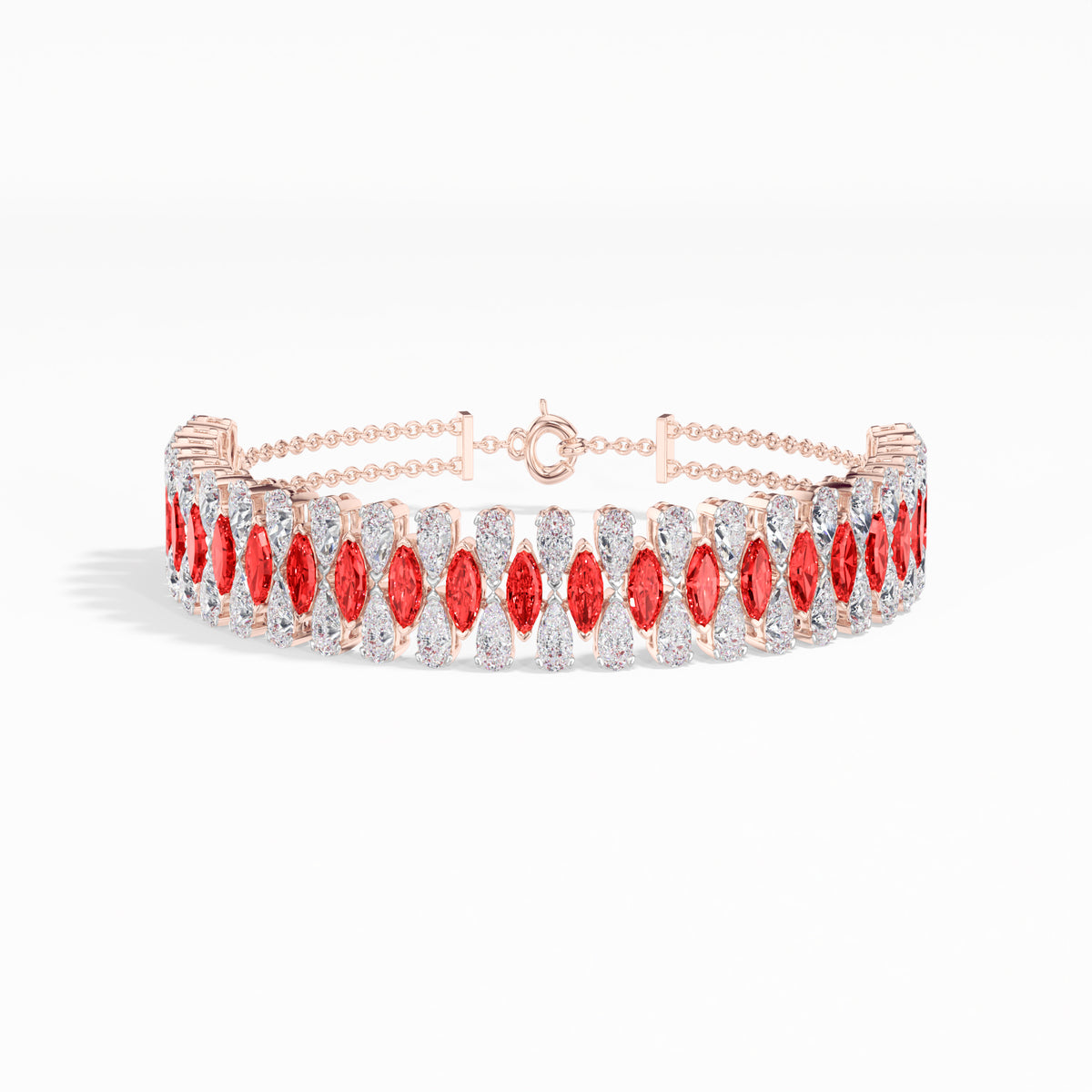 Marquise Ruby Lab Grown Diamond Statement Coralie Bracelet