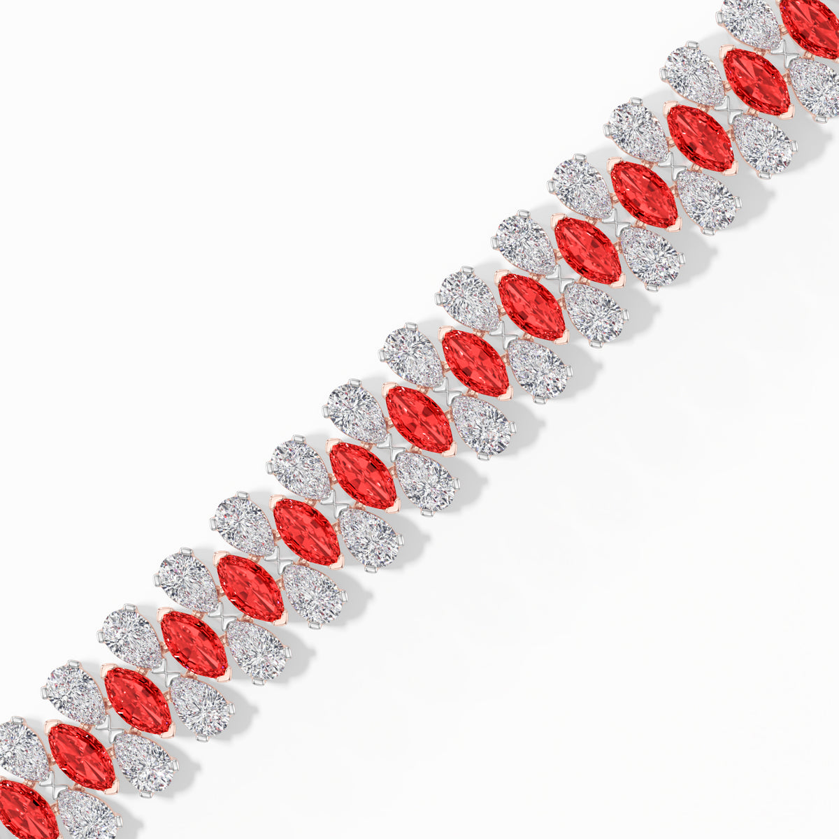 Marquise Ruby Lab Grown Diamond Statement Coralie Bracelet