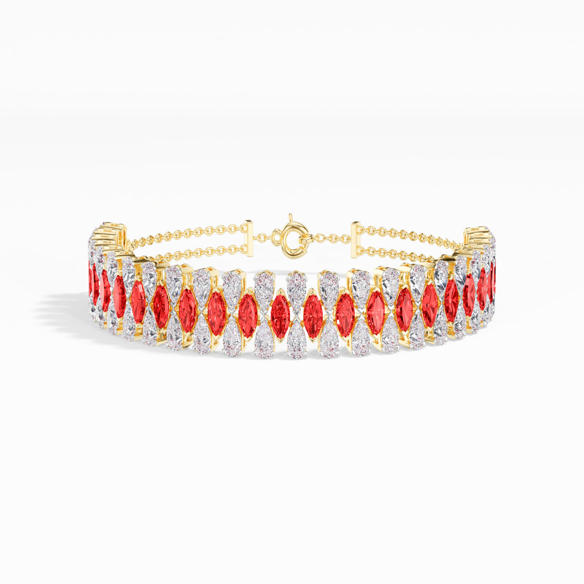 Marquise Ruby Lab Grown Diamond Statement Coralie Bracelet