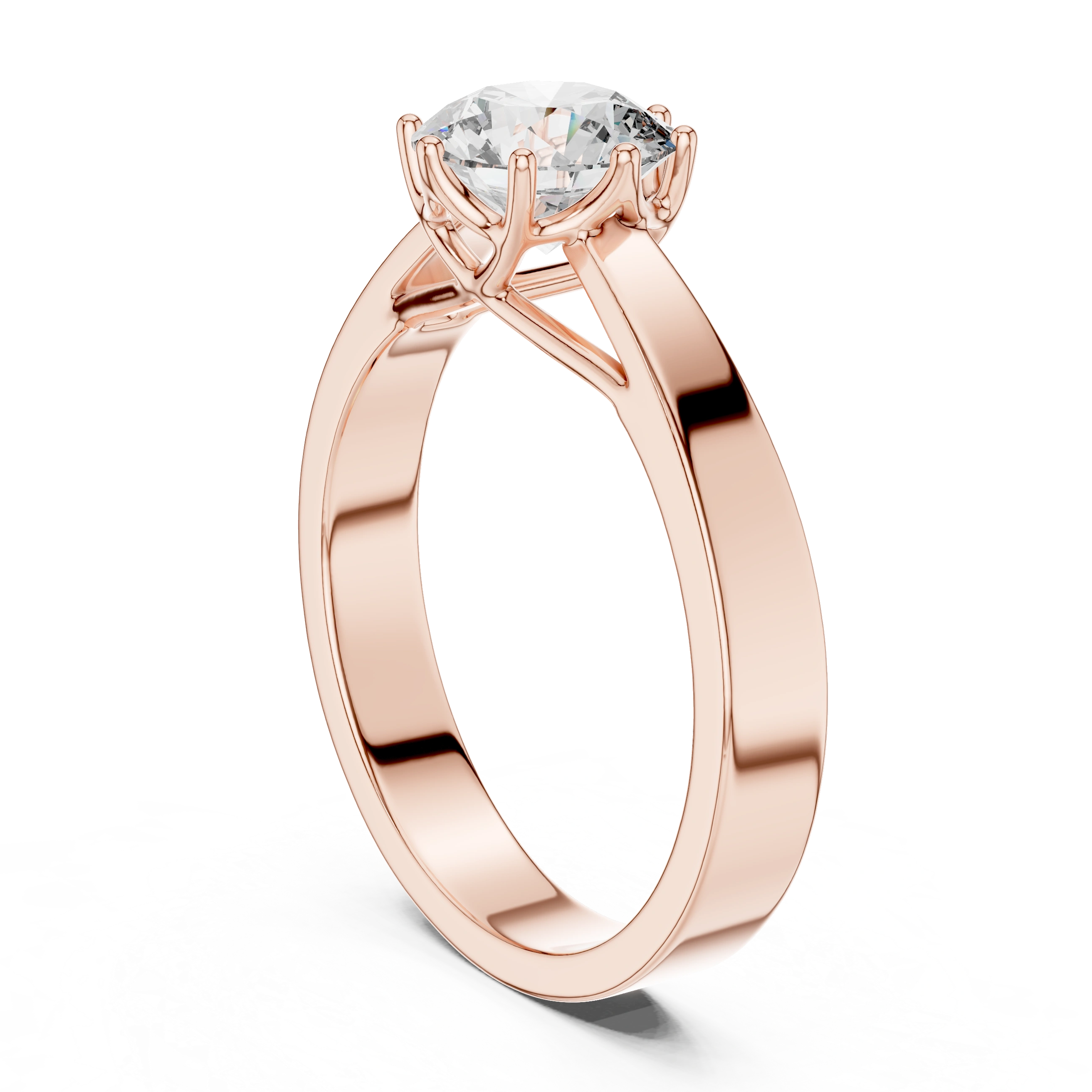 Gold 1Ct Round 8 Prong Solitaire Lab Grown Diamond Ring