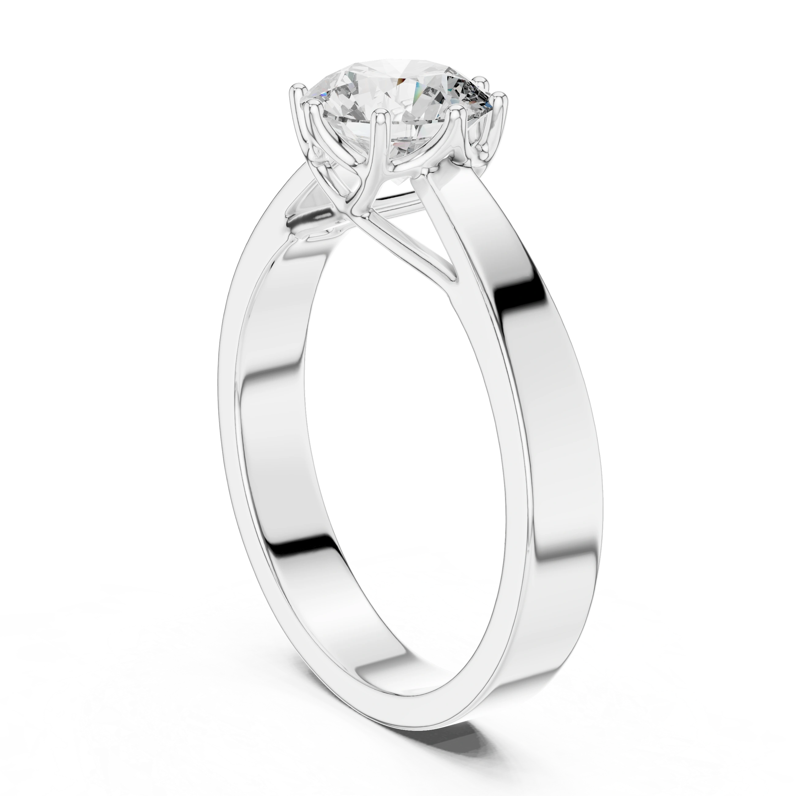 Gold 1Ct Round 8 Prong Solitaire Lab Grown Diamond Ring
