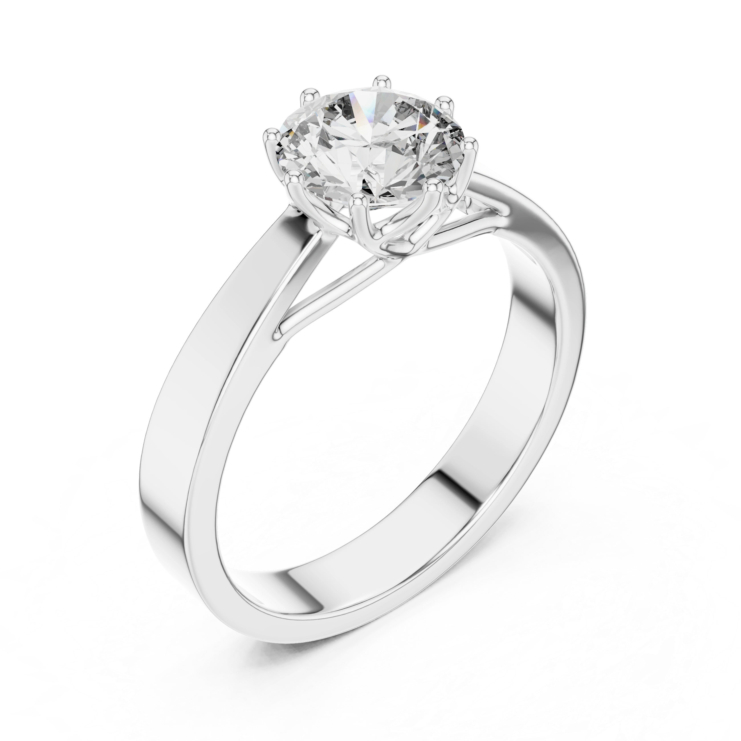 Gold 1Ct Round 8 Prong Solitaire Lab Grown Diamond Ring