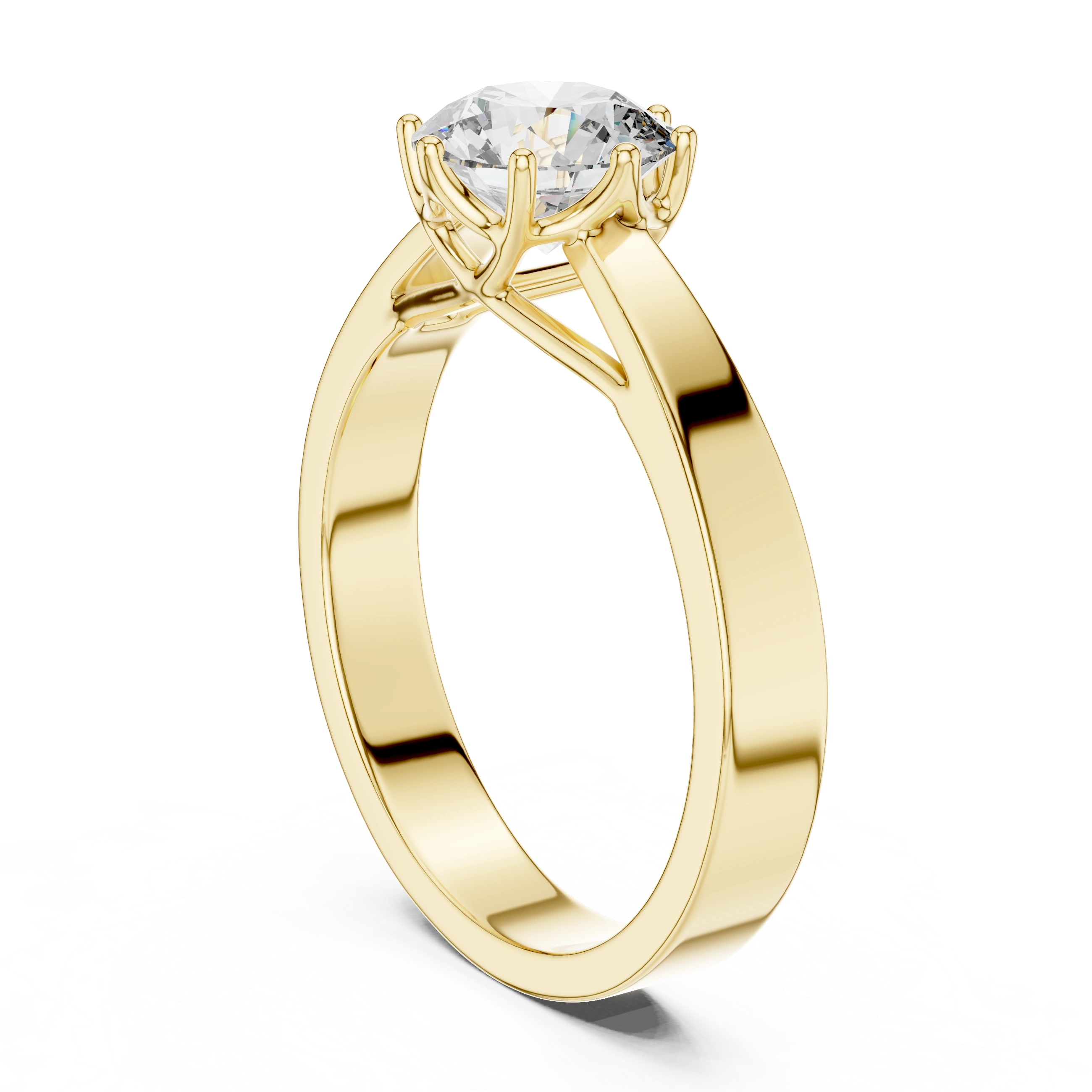 Gold 1Ct Round 8 Prong Solitaire Lab Grown Diamond Ring