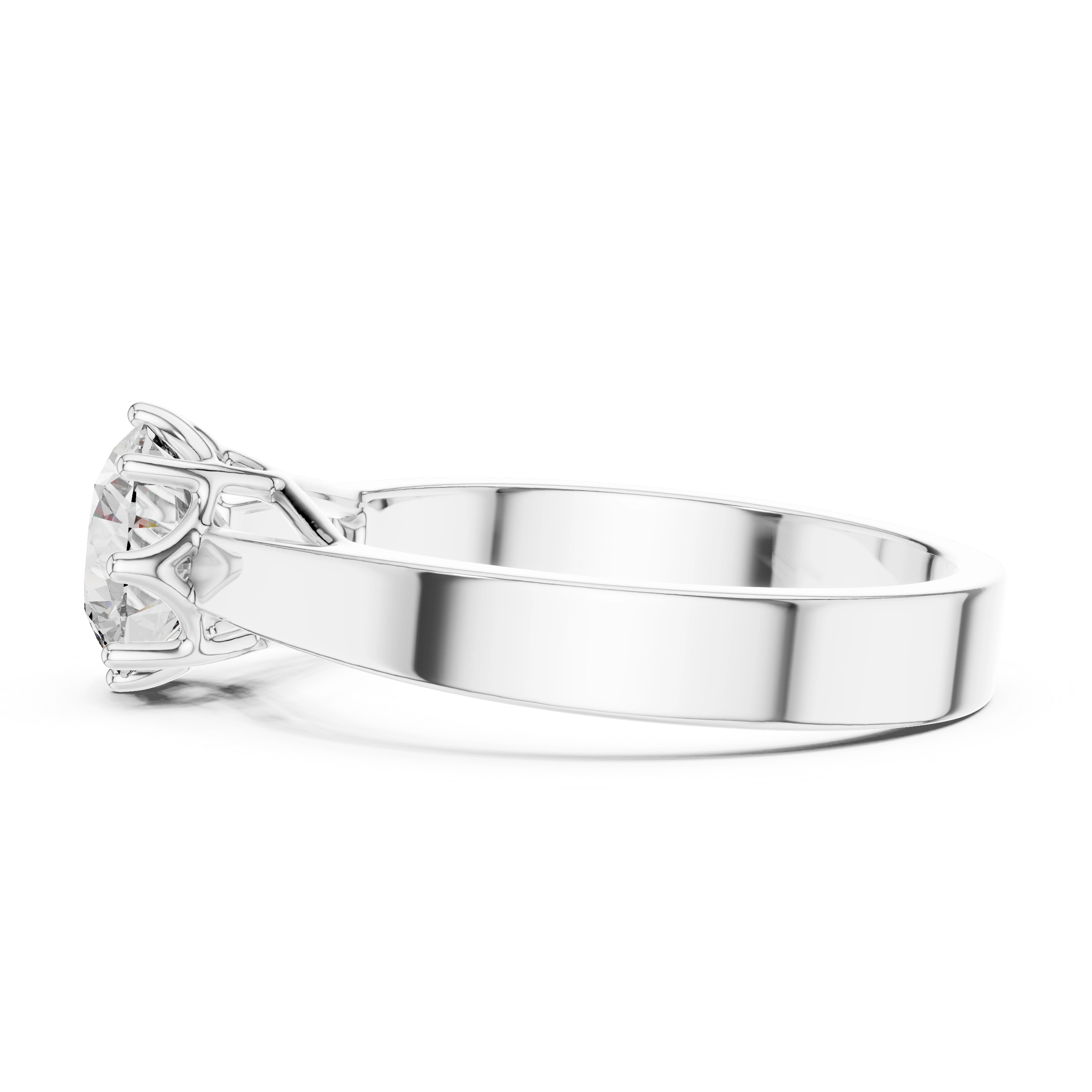 Gold 1Ct Round 8 Prong Solitaire Lab Grown Diamond Ring