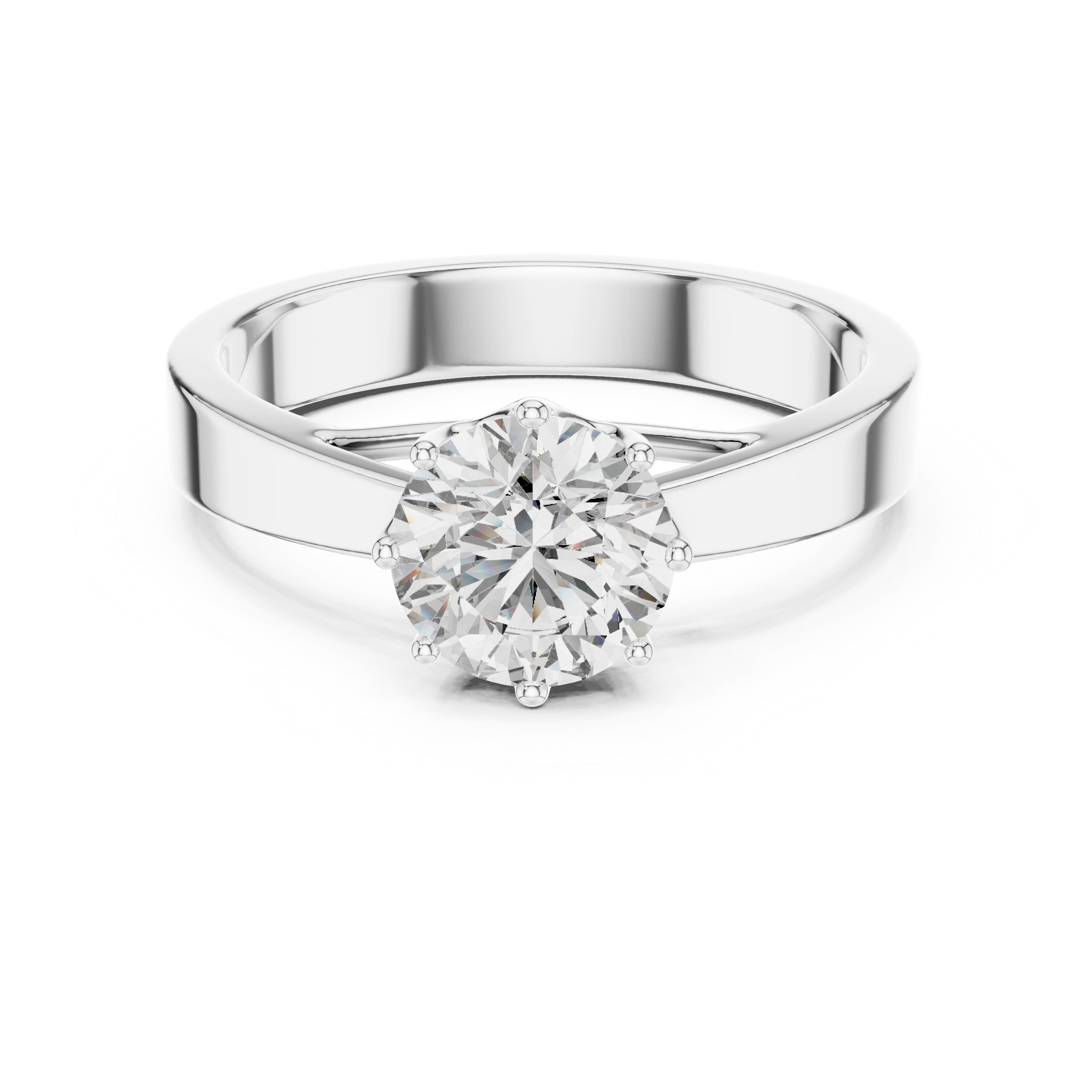 Gold 1Ct Round 8 Prong Solitaire Lab Grown Diamond Ring
