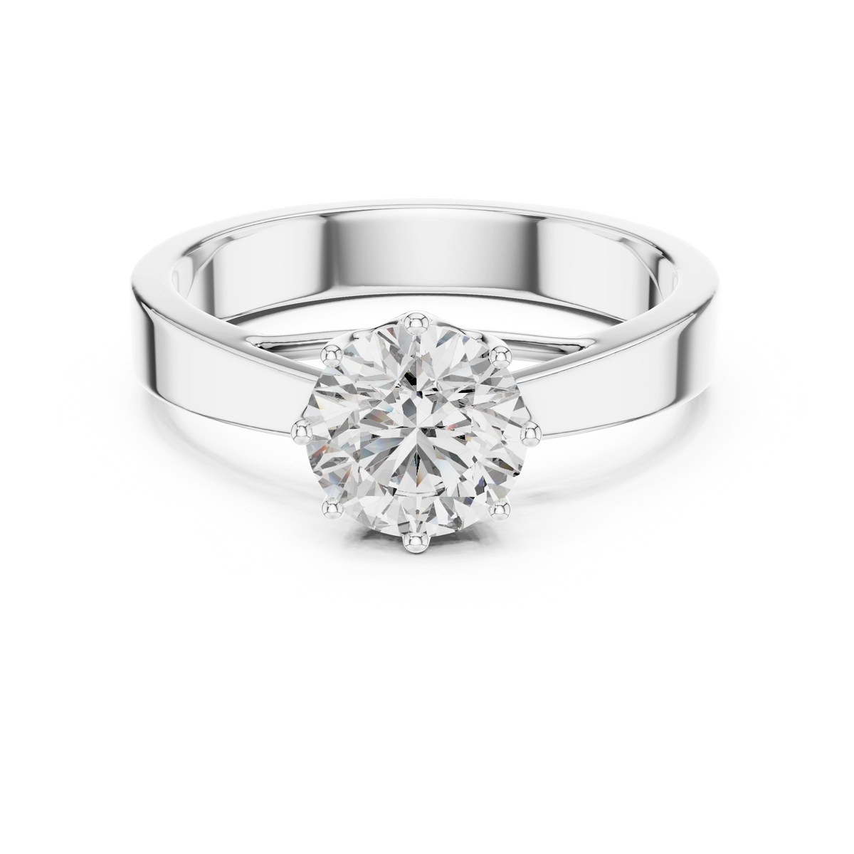 Gold 1Ct Round 8 Prong Solitaire Lab Grown Diamond Ring
