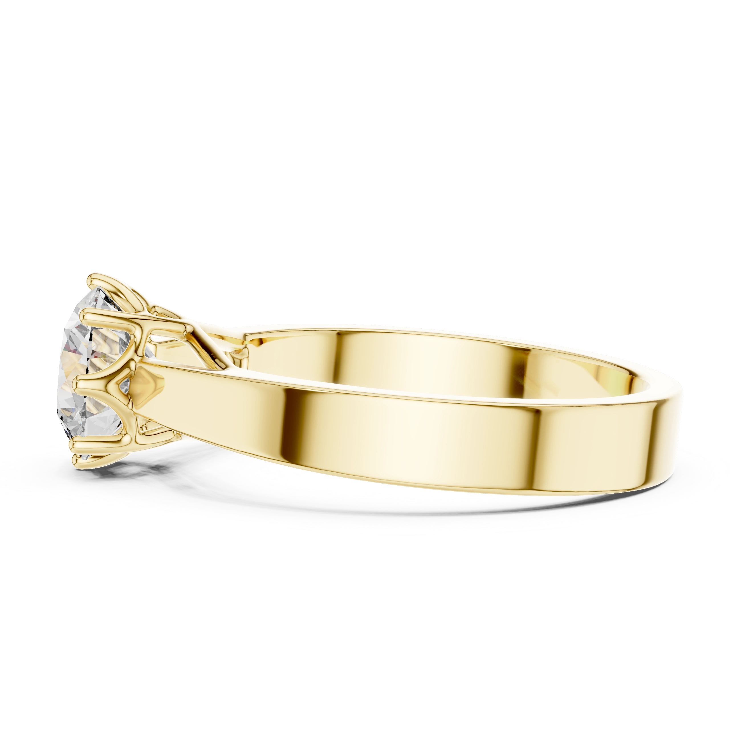 Gold 1Ct Round 8 Prong Solitaire Lab Grown Diamond Ring