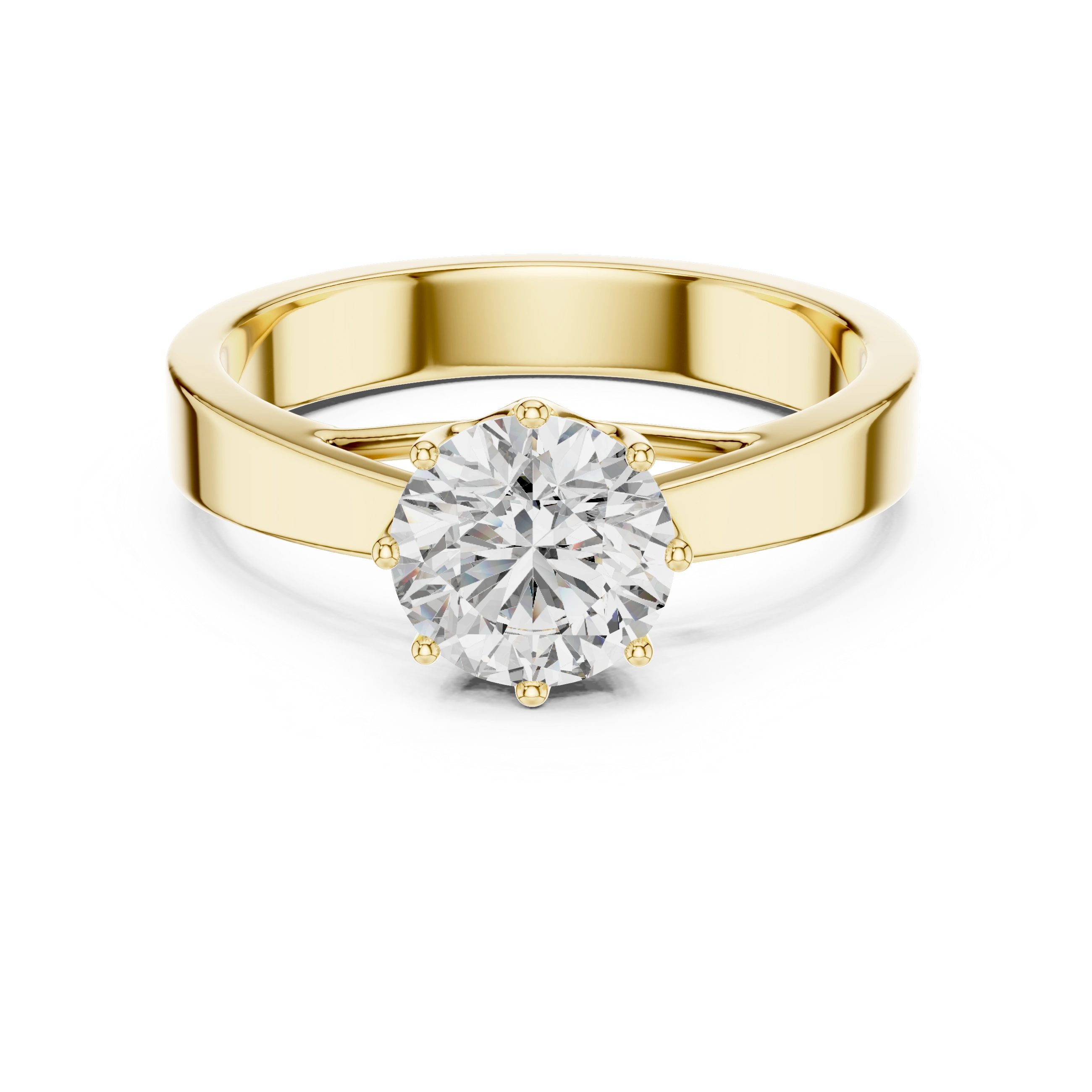Gold 1Ct Round 8 Prong Solitaire Lab Grown Diamond Ring