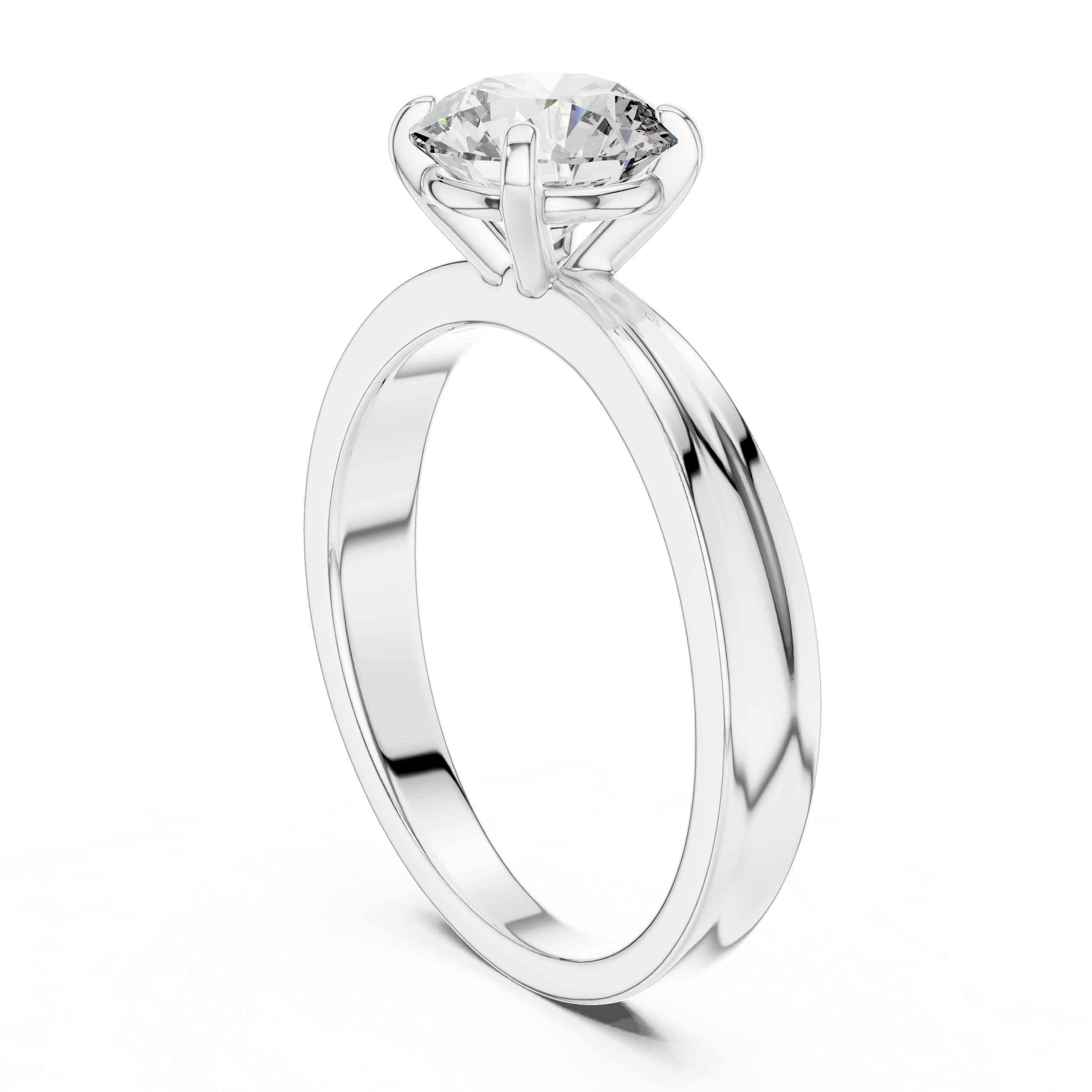 Gold 1Ct Round Four Prong Solitaire Lab Grown Diamond Ring